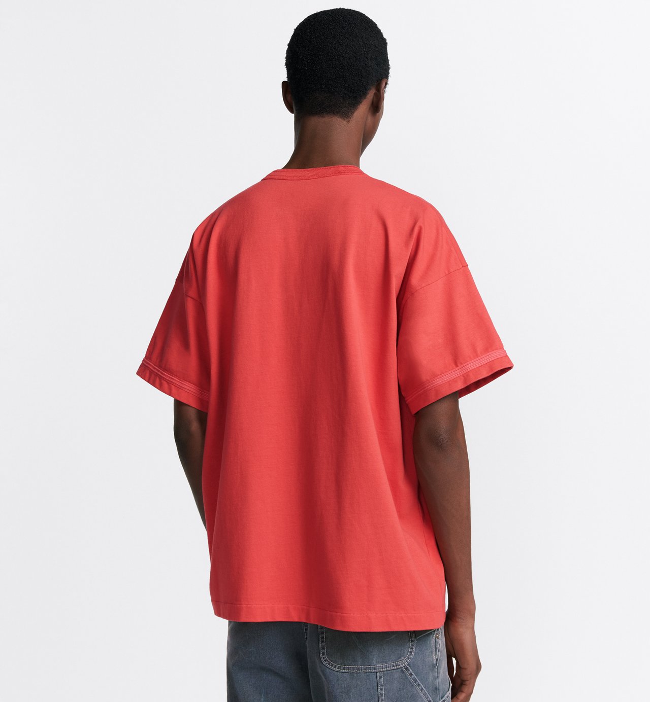 Dior And Stone Island T-Shirt Oversized Fit Red Cotton Jersey