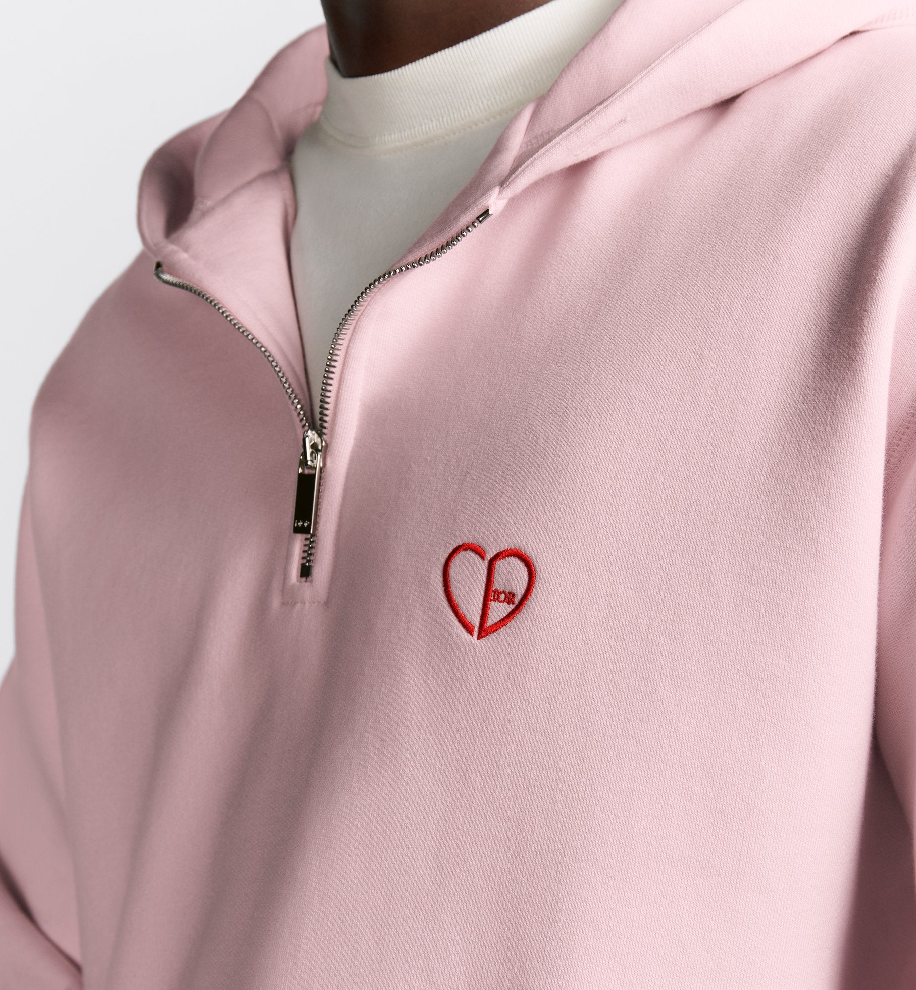 Cd Heart Relaxed-Fit Hooded Sweatshirt Pink Cotton Fleece