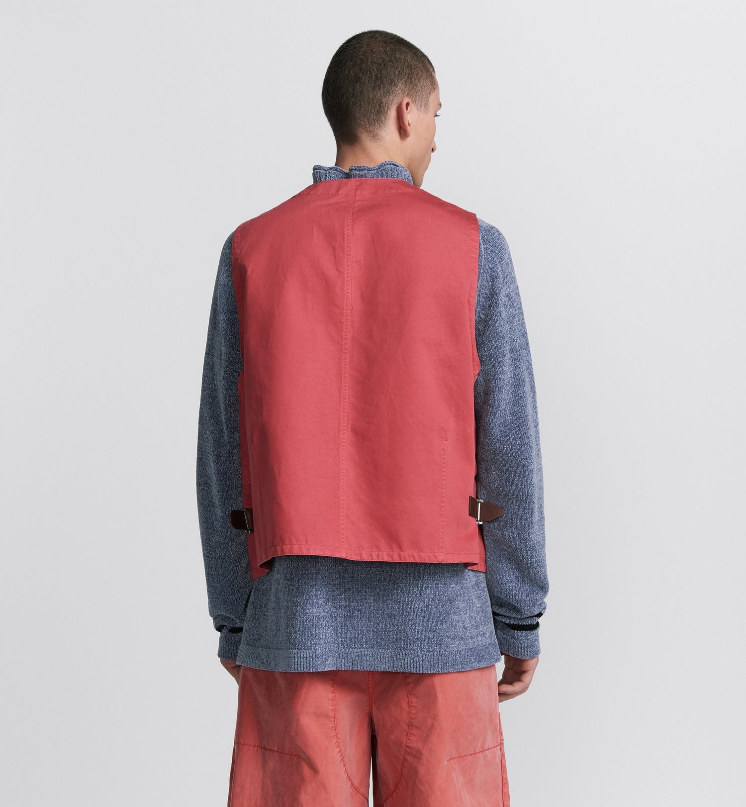 Dior And Stone Island Vest Red Cotton-Blend Satin