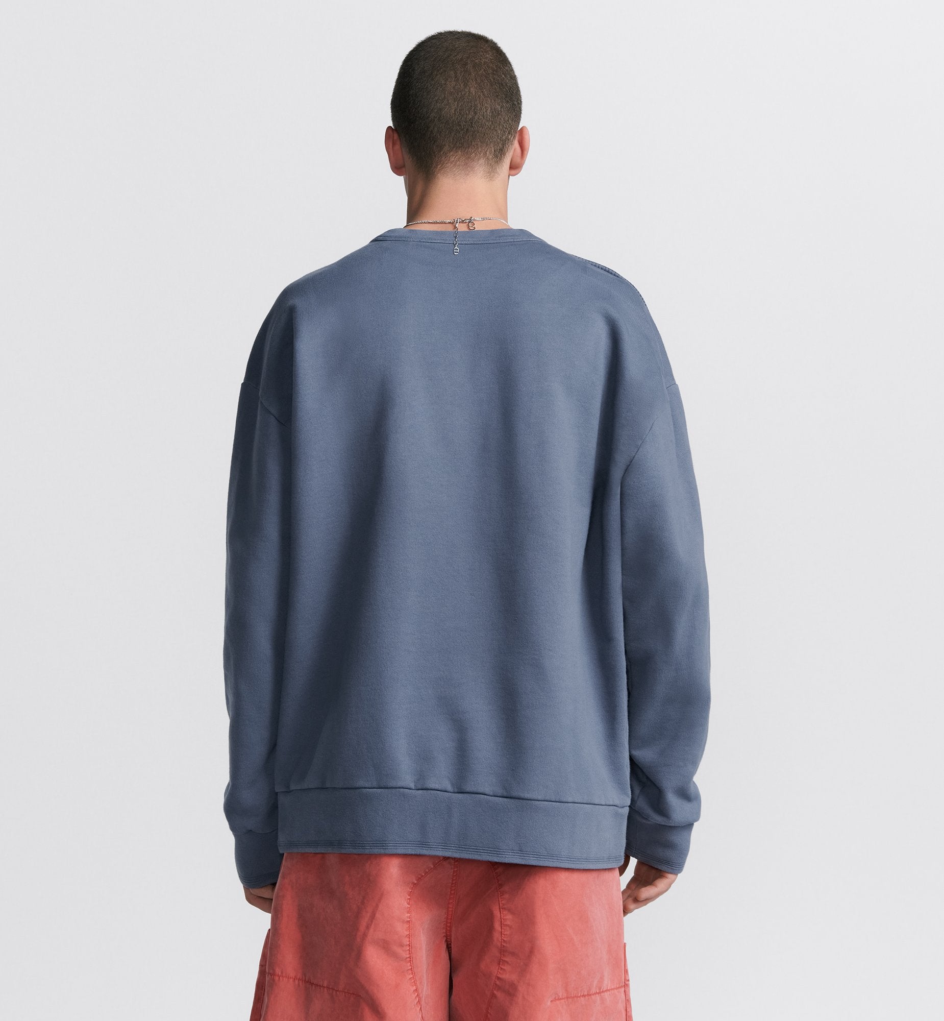 Dior And Stone Island Sweatshirt Oversized Fit Blue Cotton Fleece