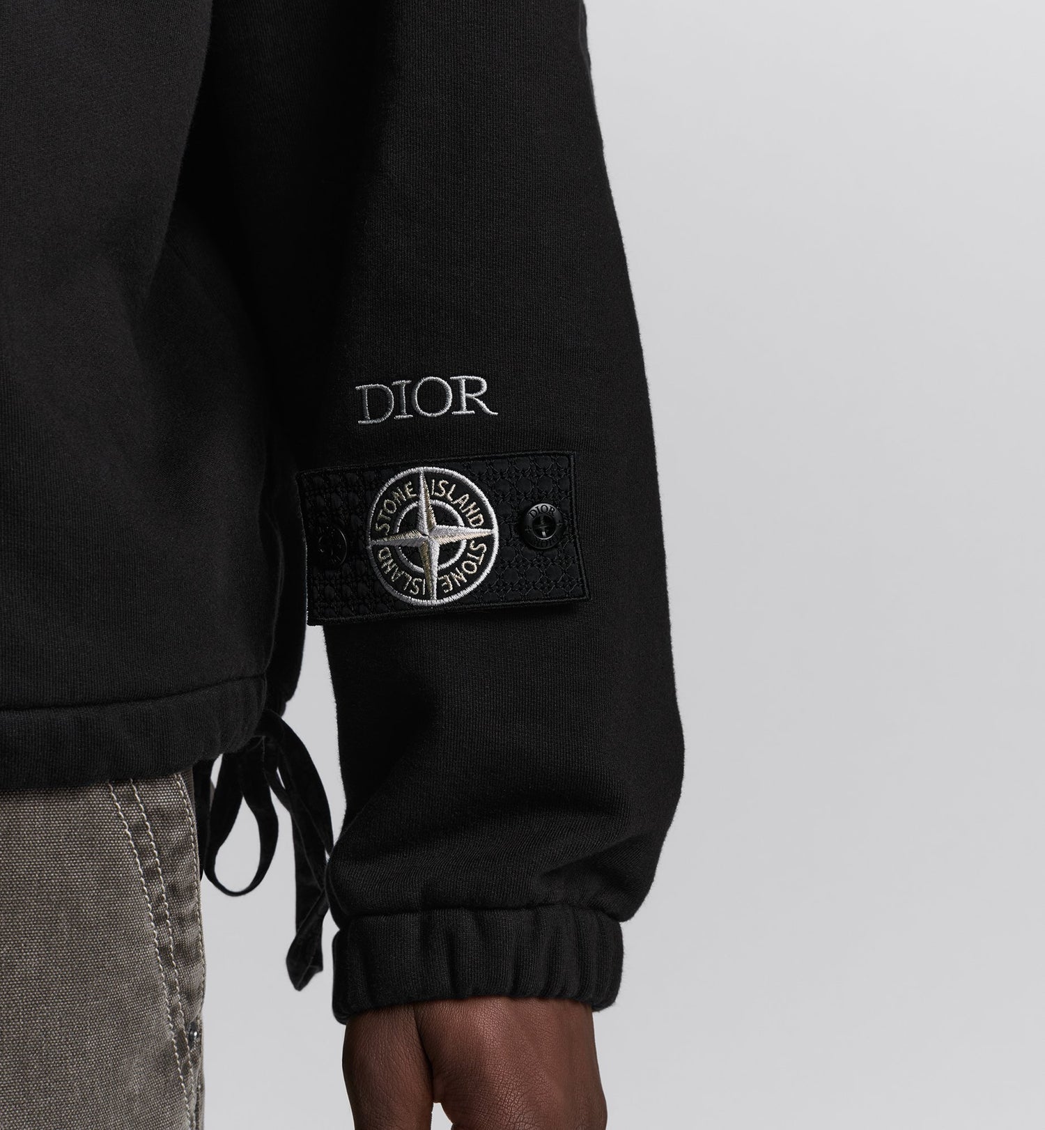 Dior And Stone Island Sweatshirt Black Cotton Fleece