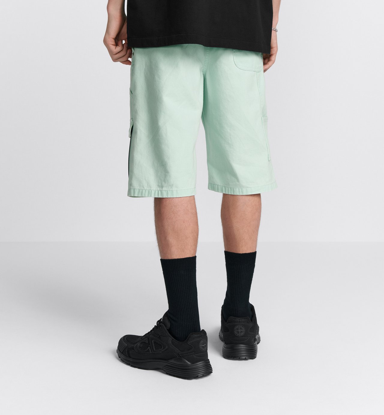 Dior And Stone Island Bermuda Shorts Light Green Cotton