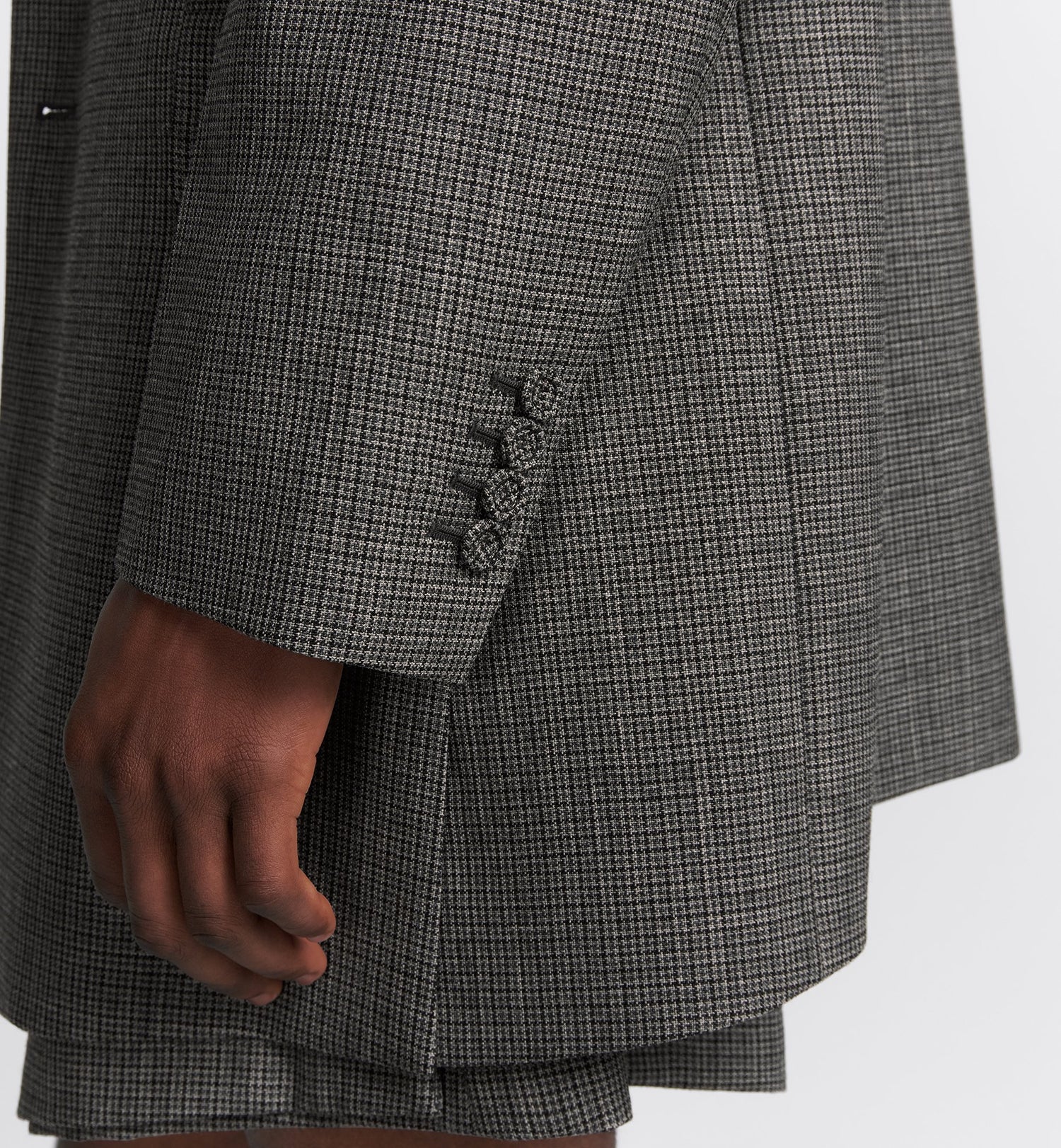 Long Jacket Gray Checkered Virgin Wool