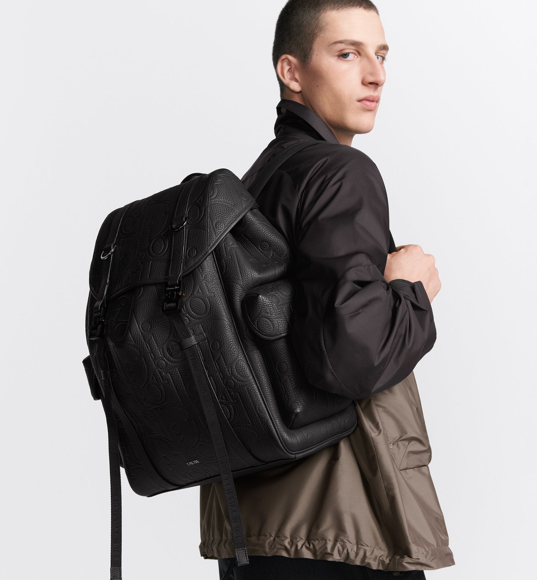 Hit The Road Backpack With Flap Black Dior Gravity Leather And Black Grained Calfskin