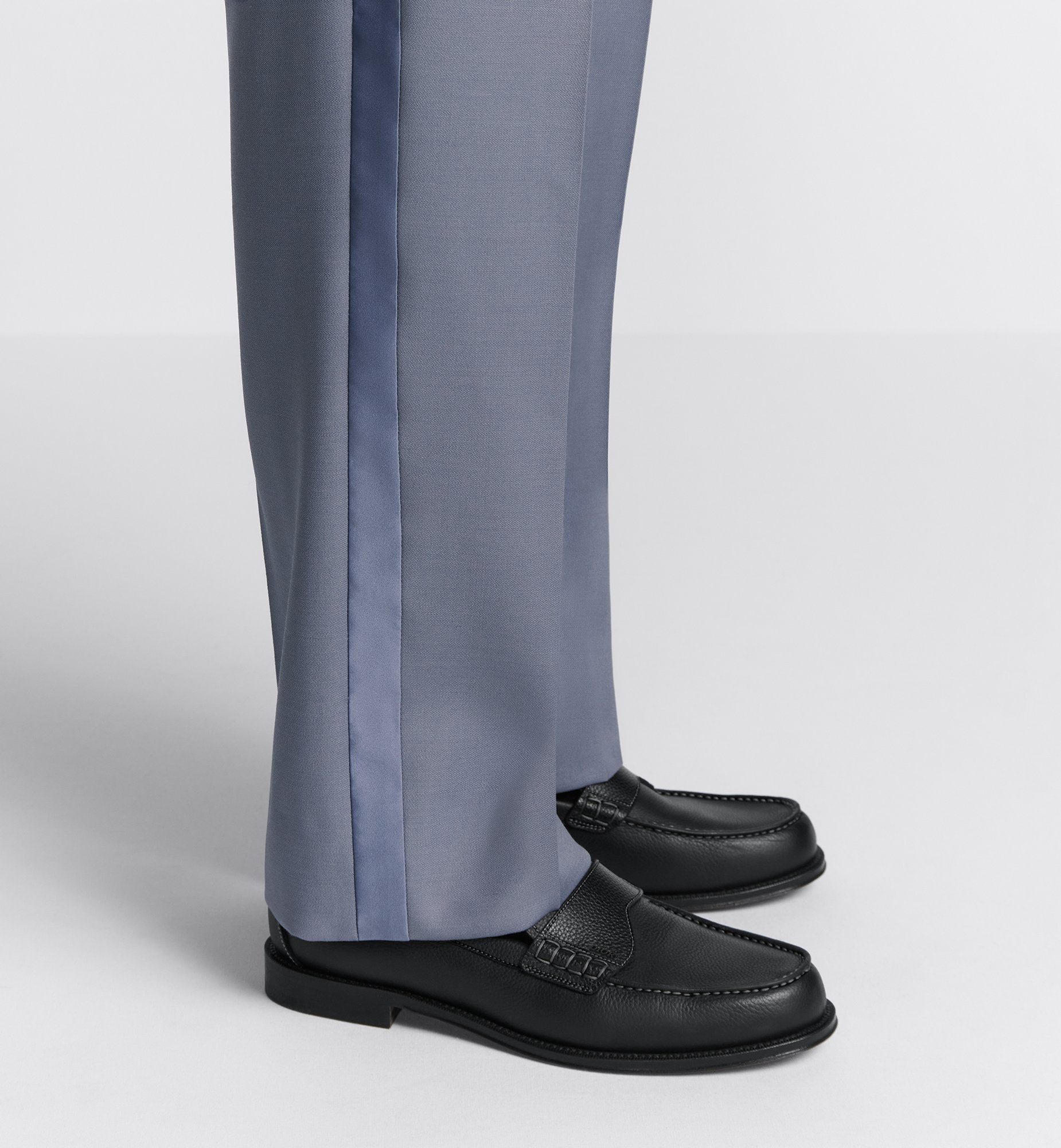 Evening Pants Blue Virgin Wool And Mohair Barathea