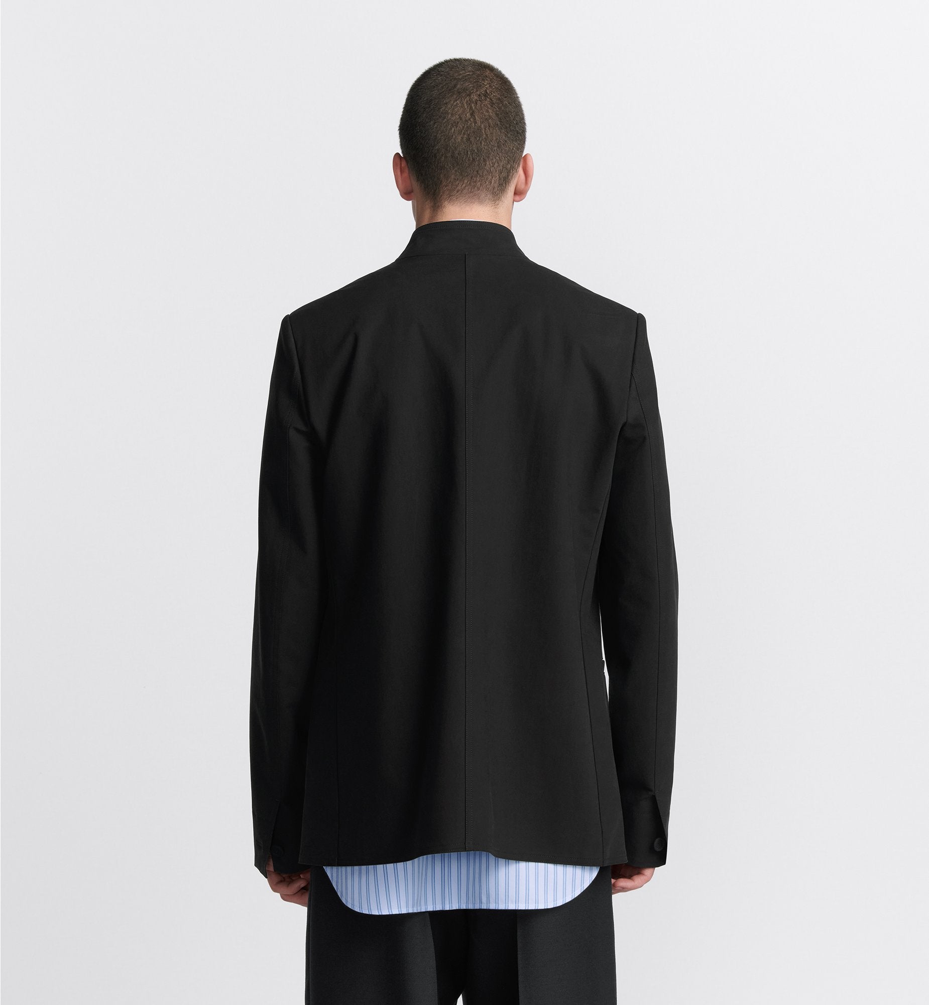 Officer Collar Jacket Black Emerized Cotton Blend