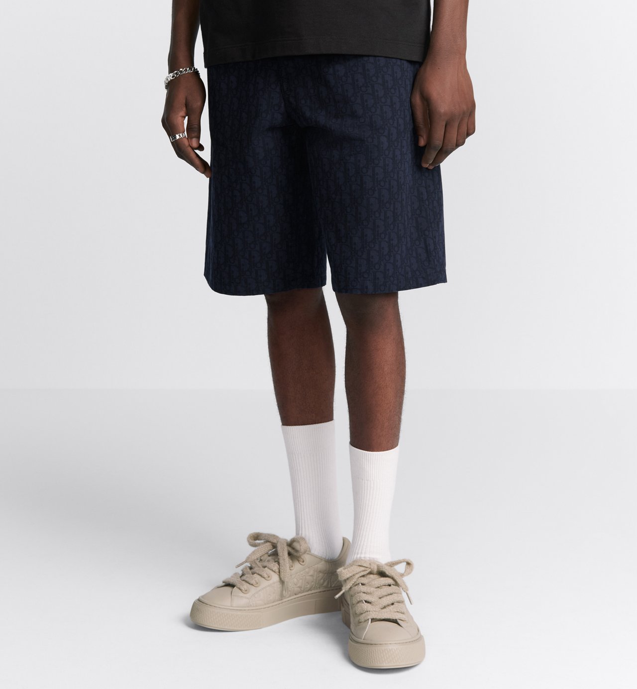 Oblique Bermuda Shorts Blue Cotton Denim