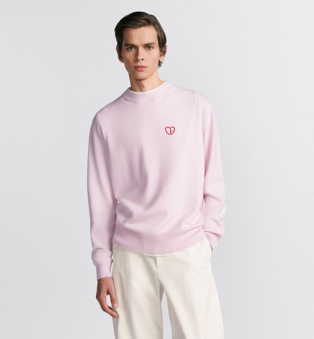 Cd Heart Sweater Pink Cashmere Jacquard