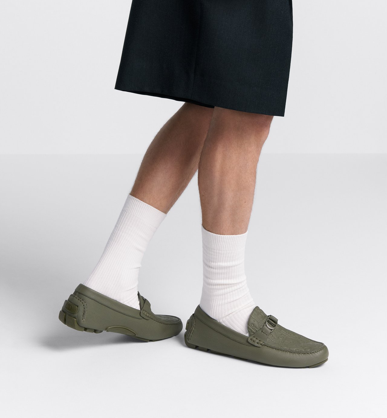 Odeon Loafer Khaki Grained Calfskin And Khaki Dior Gravity Leather