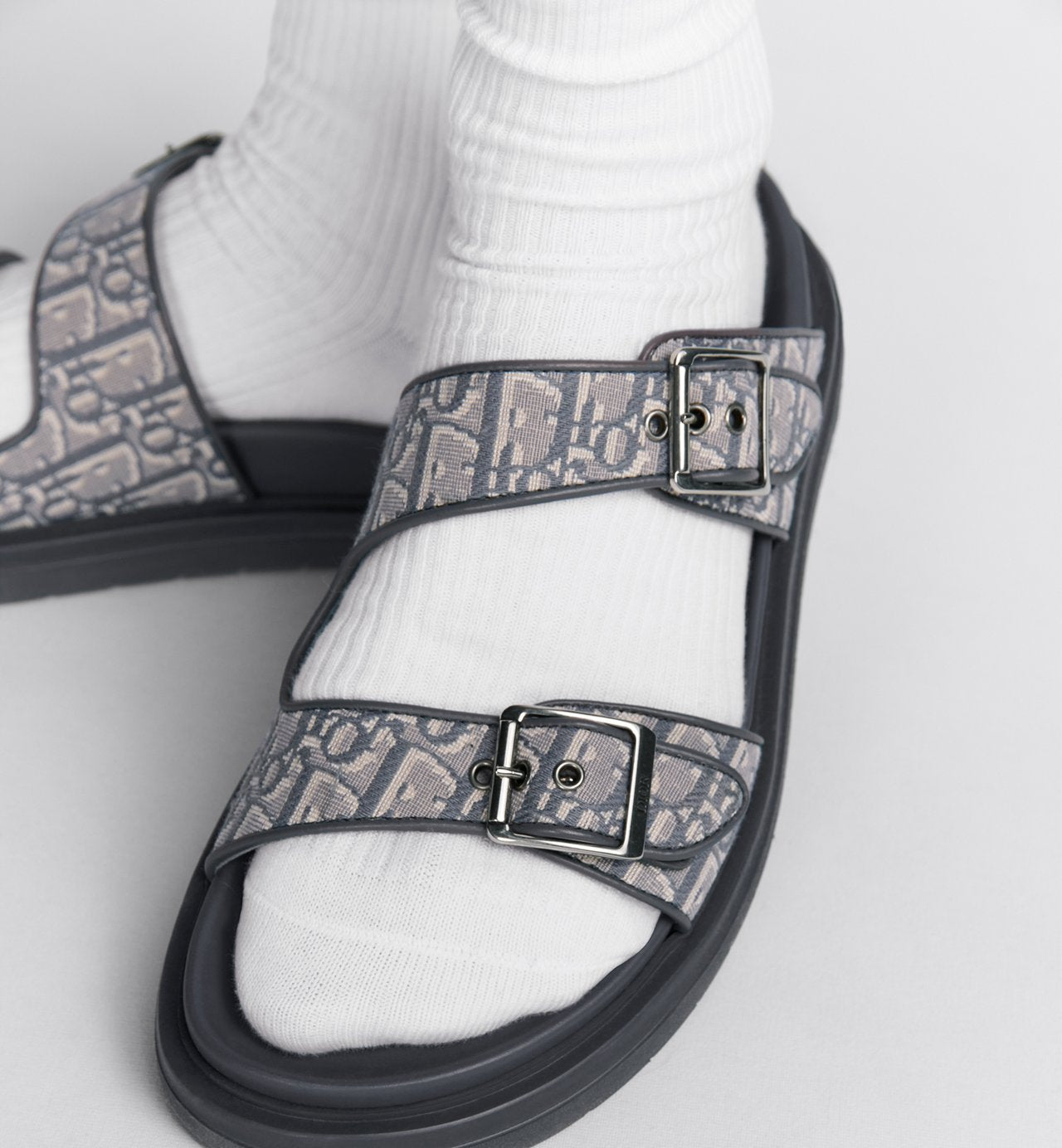 Aqua Sandal Deep Gray Dior Oblique Jacquard