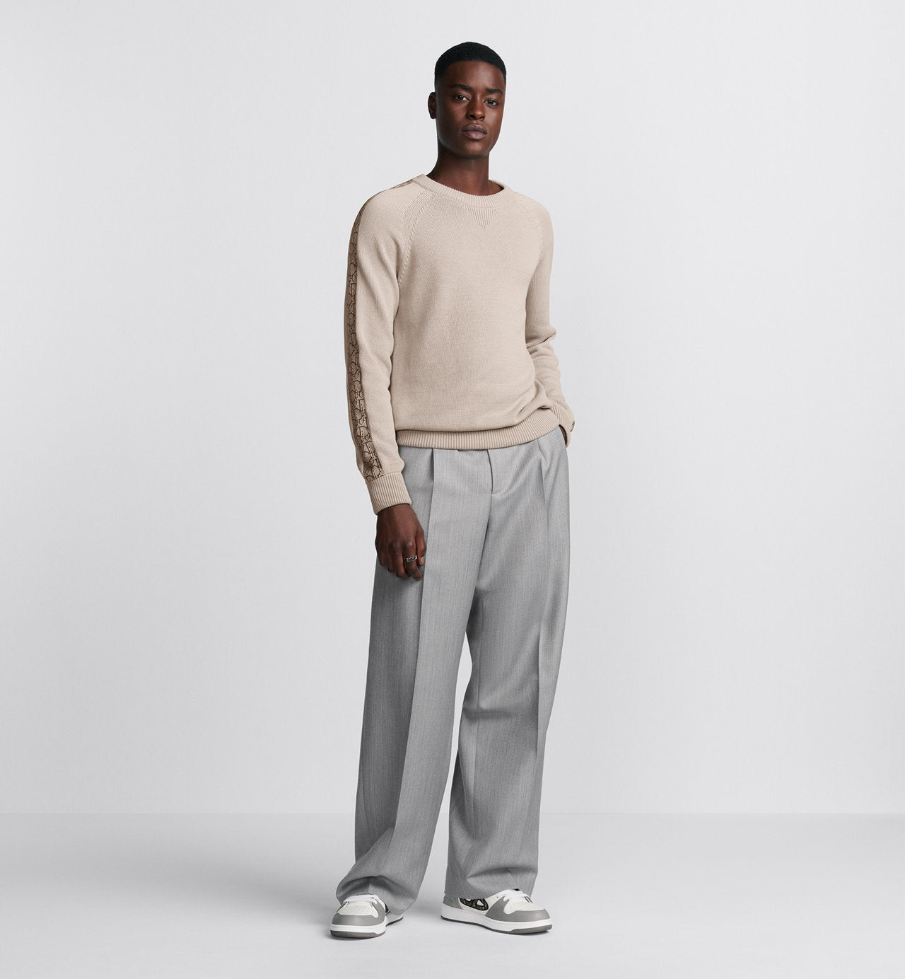 Sweater With Dior Oblique Inserts Beige Cotton Jersey