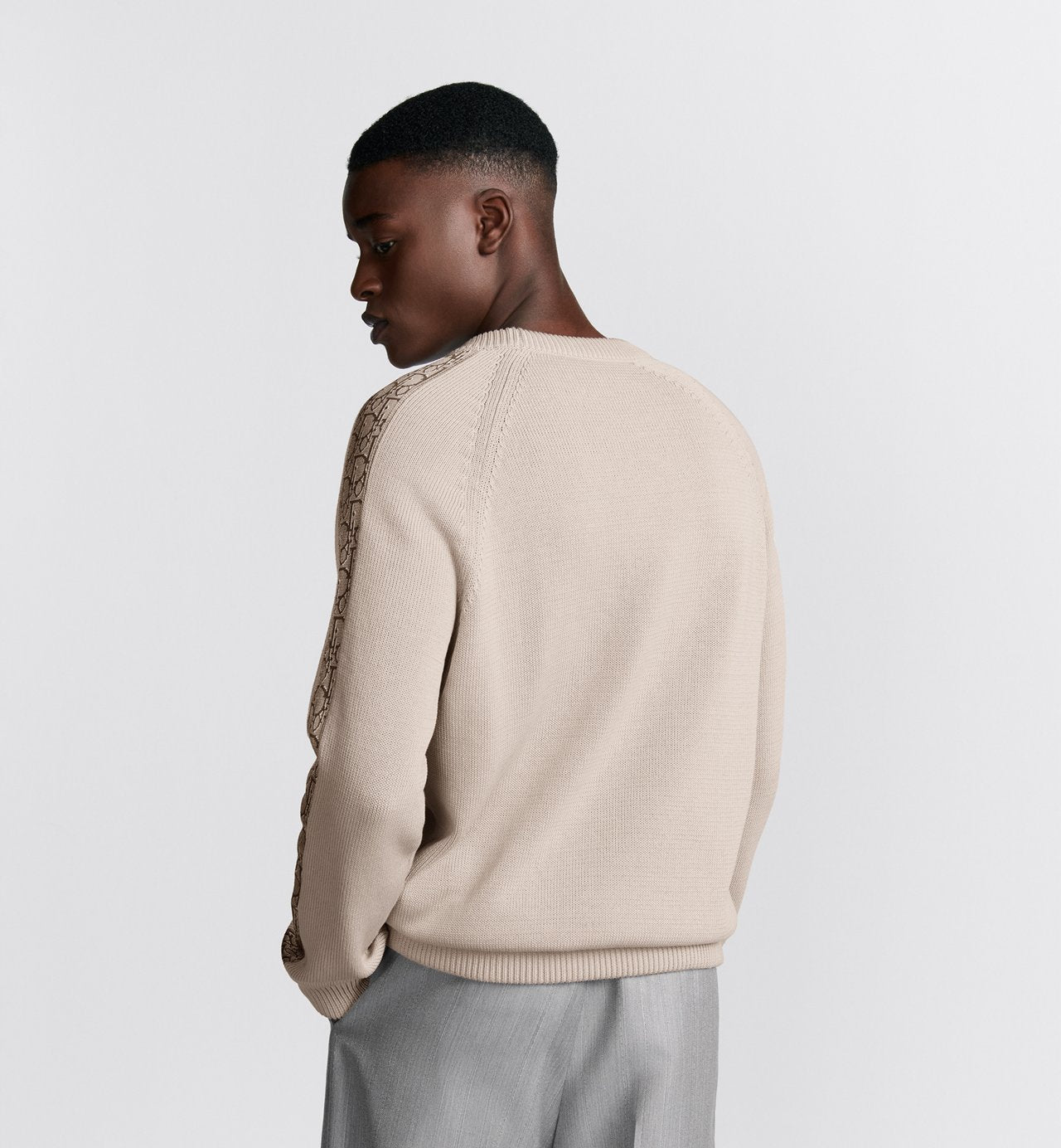 Sweater With Dior Oblique Inserts Beige Cotton Jersey