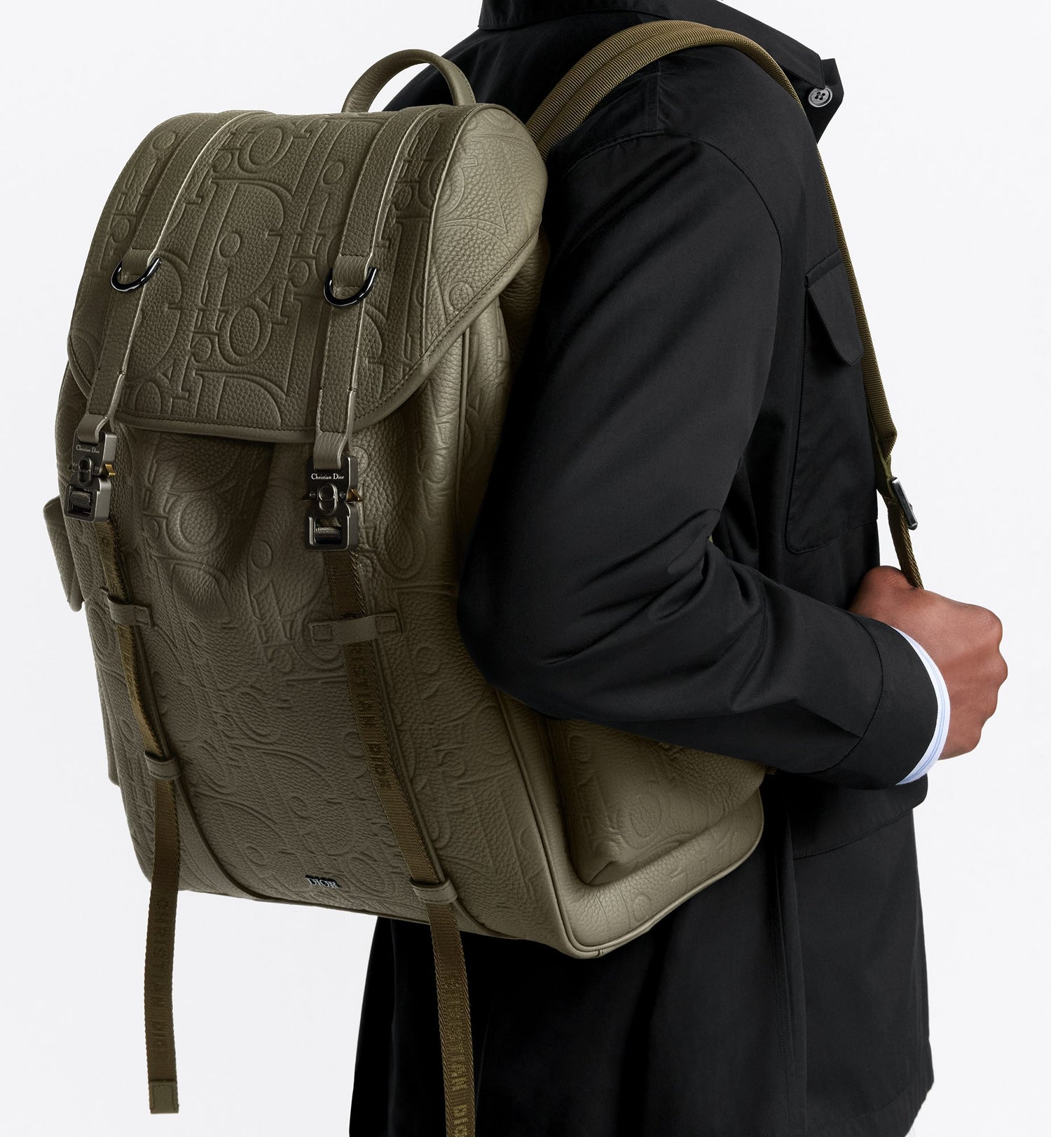 Hit The Road Backpack With Flap Khaki Dior Gravity Leather And Khaki Grained Calfskin