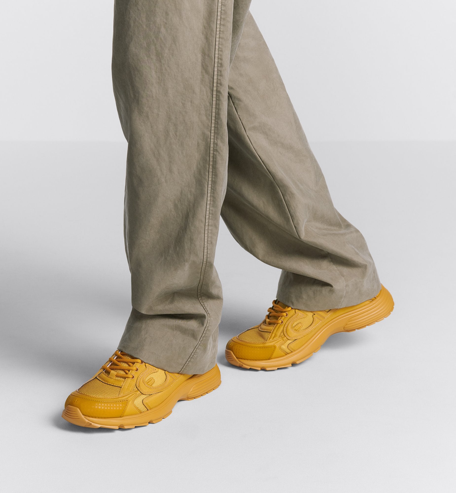 Dior And Stone Island B30 Sneaker Limited And Numbered Edition Yellow Technical Mesh And Yellow Dyed Cotton