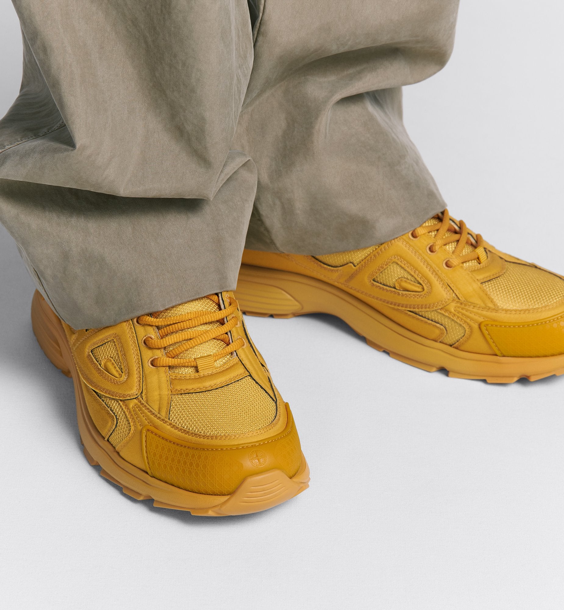 Dior And Stone Island B30 Sneaker Limited And Numbered Edition Yellow Technical Mesh And Yellow Dyed Cotton