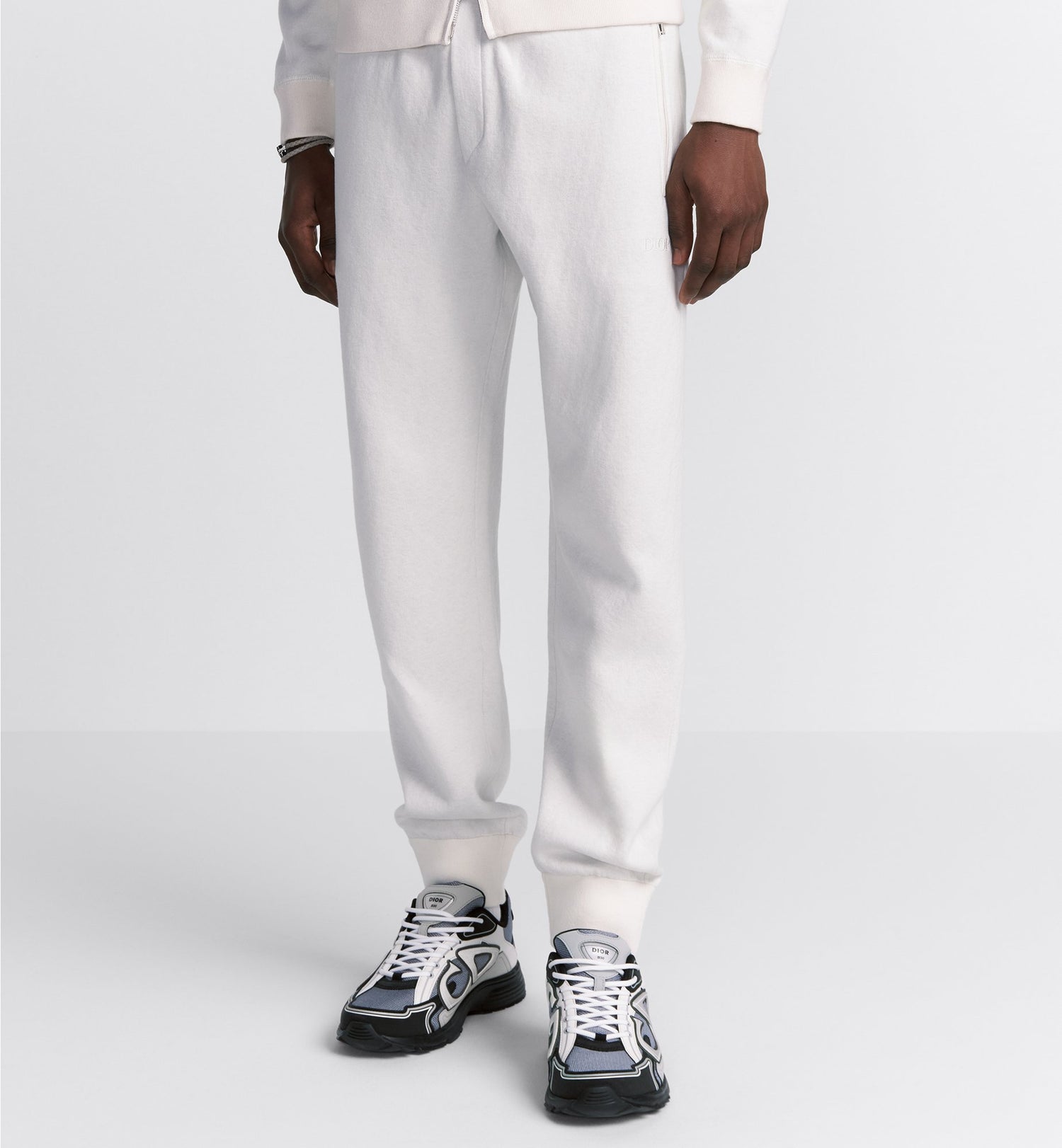 Track Pants White Cotton Knit And Cashmere