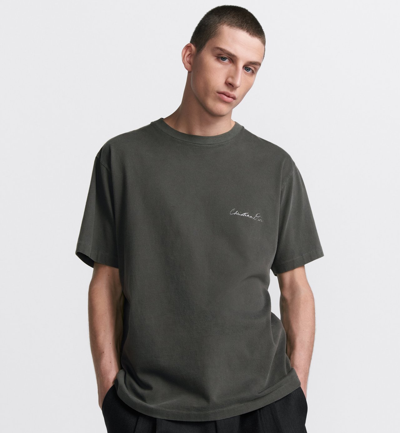 Handwritten Relaxed-Fit T-Shirt Gray Cotton Jersey