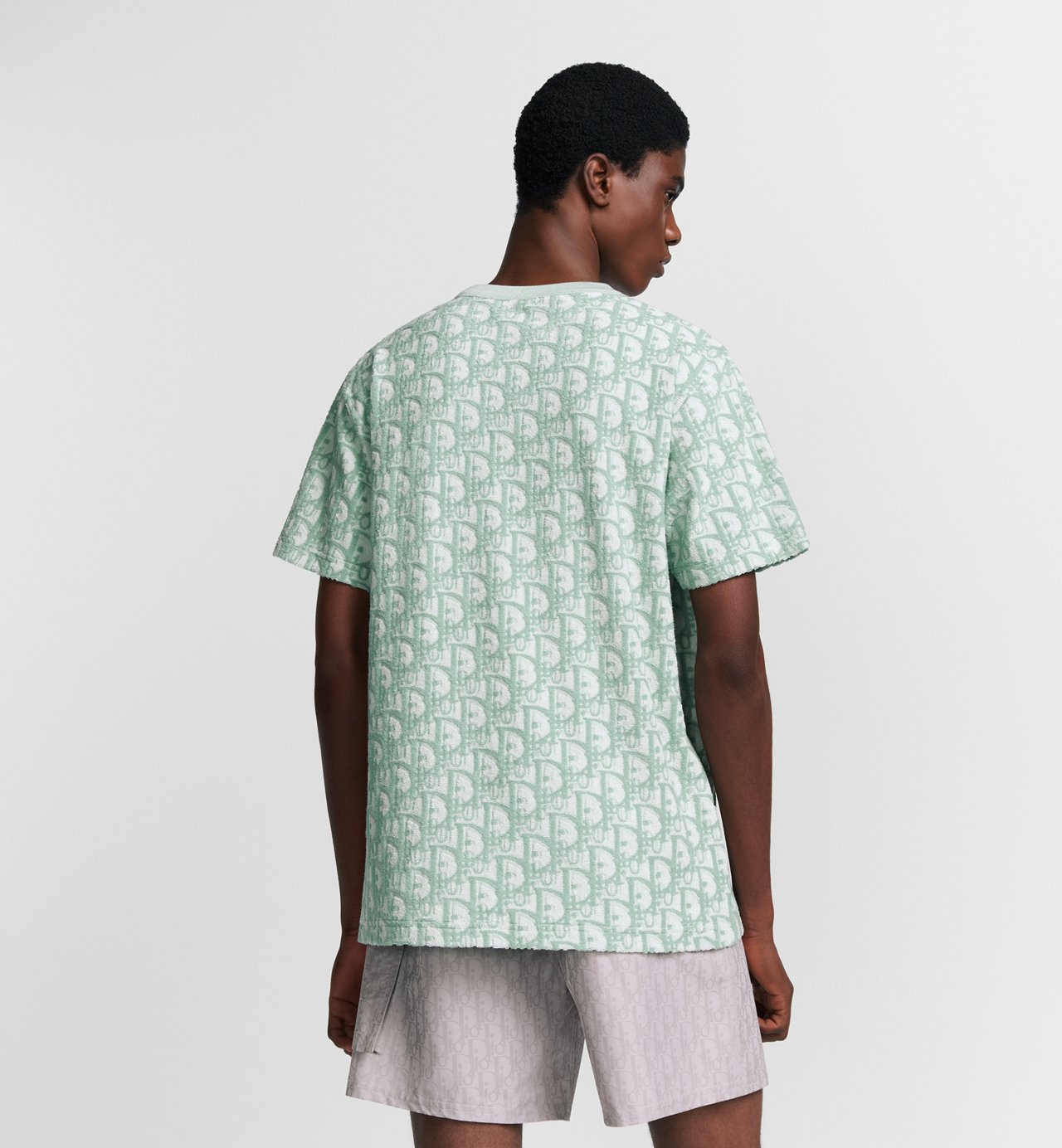 Oblique Relaxed-Fit T-Shirt Green And White Terry Cotton Jersey