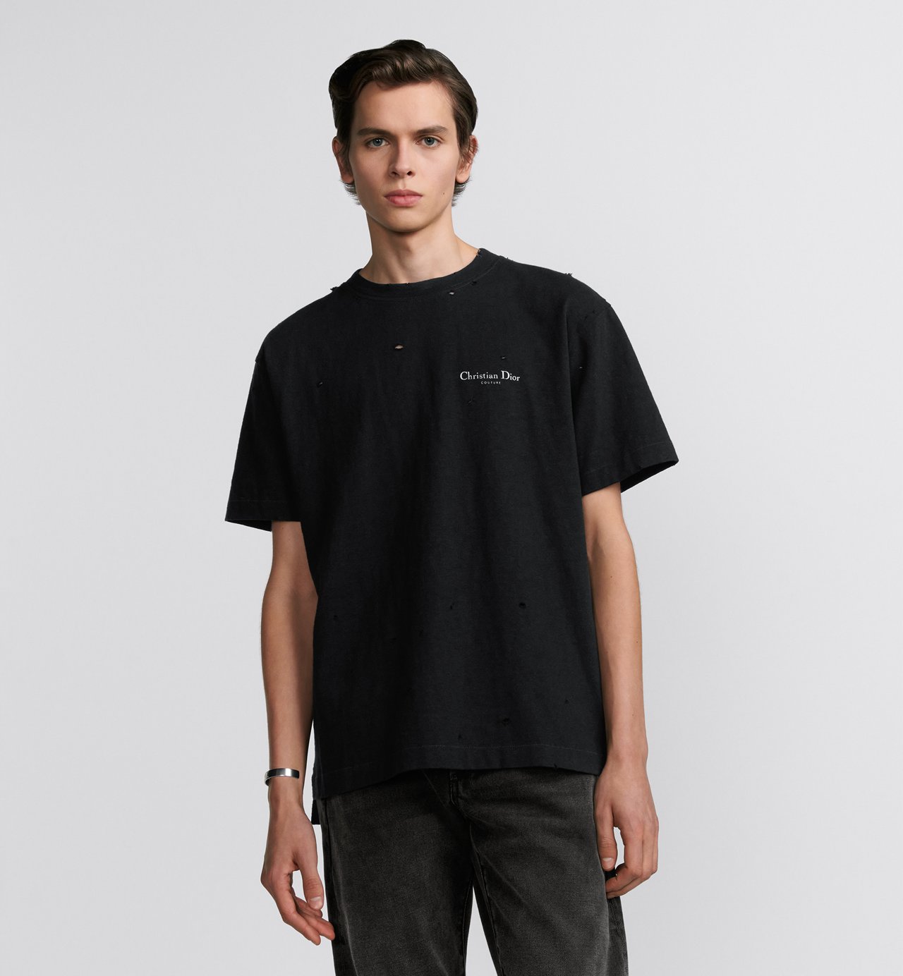 Cd Couture T-Shirt Relaxed Fit Black Distressed-Effect Cotton Jersey