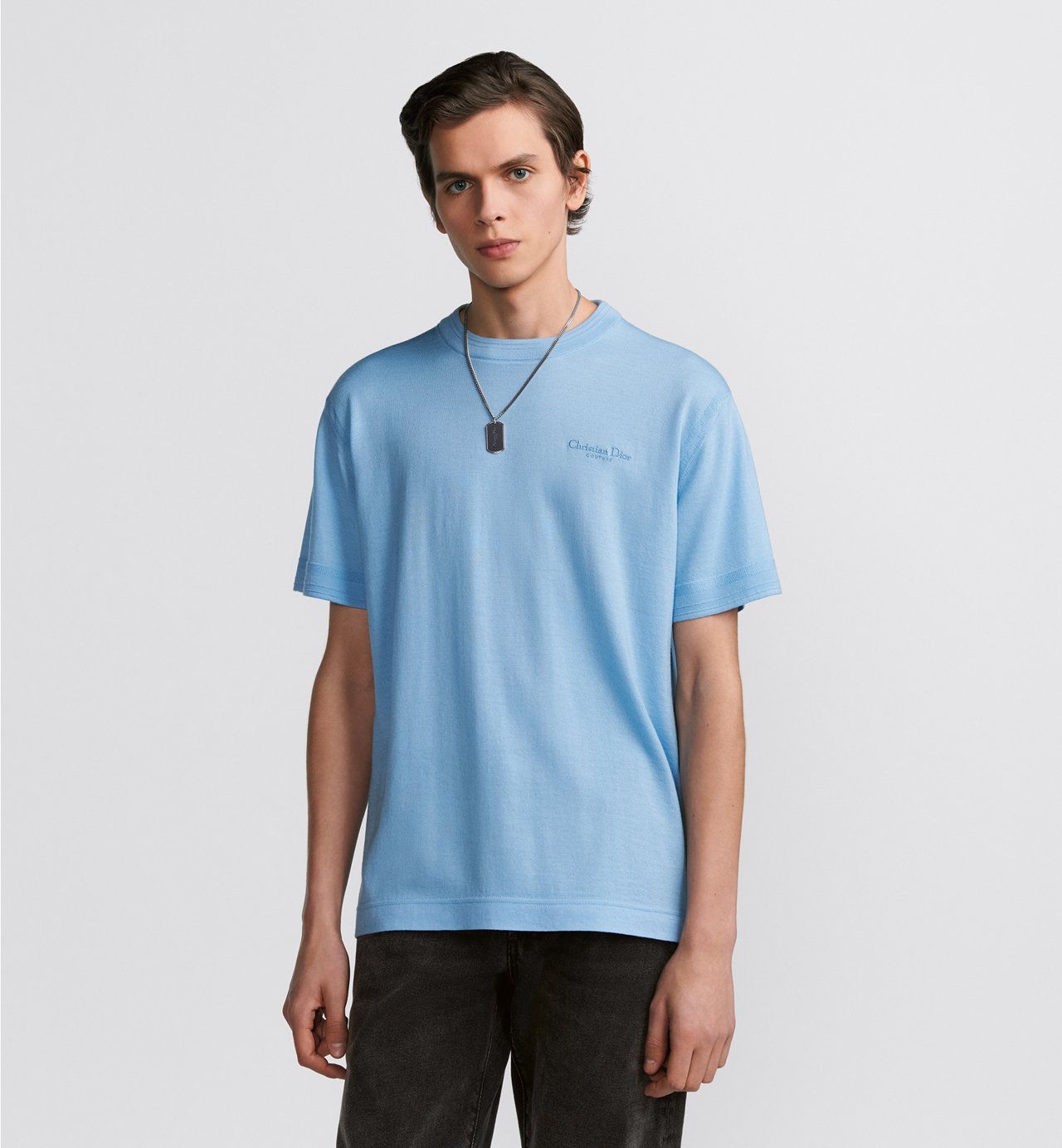 Couture T-Shirt Blue Virgin Wool Jersey