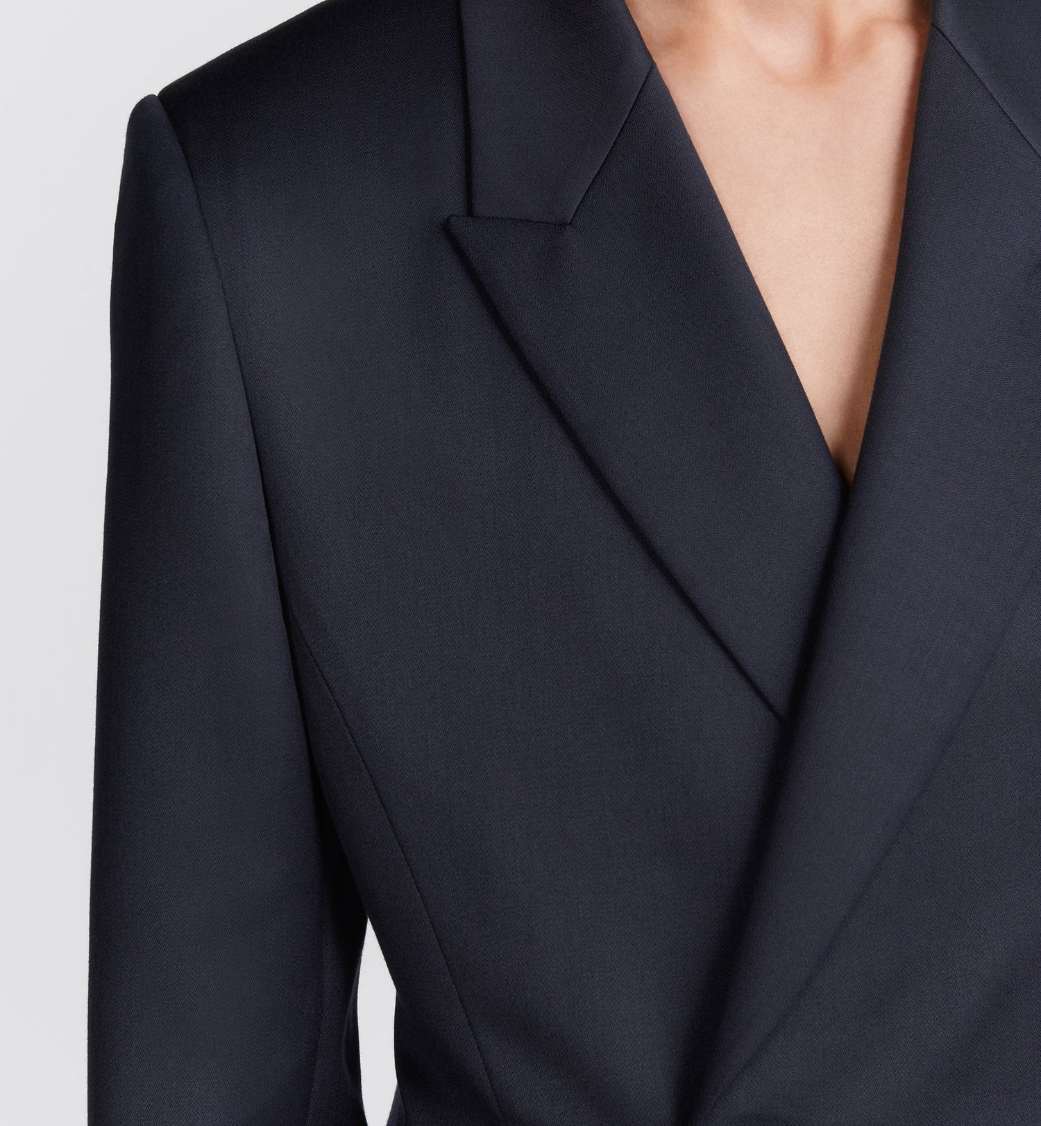 Bar Jacket With Oblique Closure Navy Blue Virgin Wool Twill