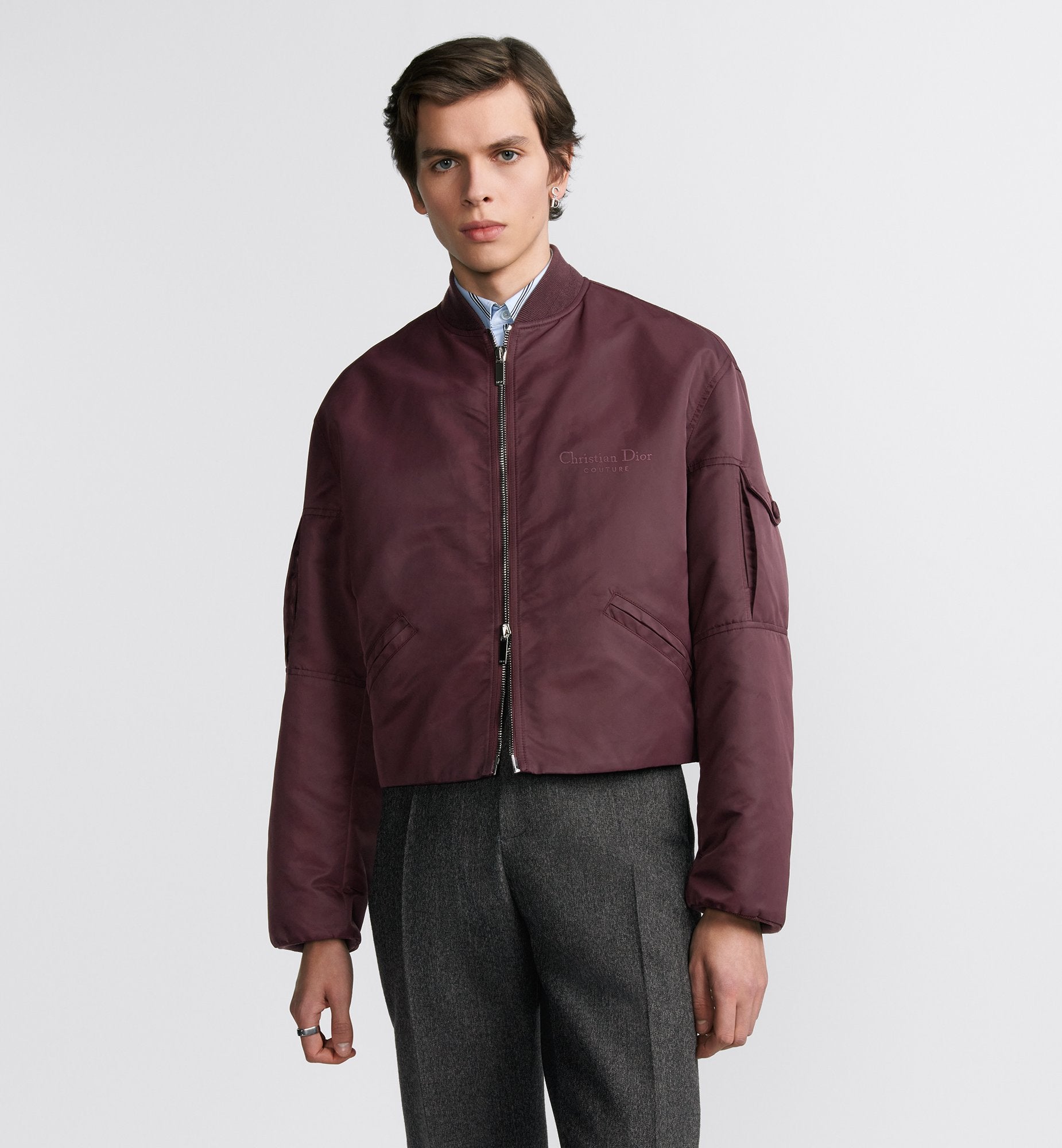 Cd Couture Bomber Jacket Burgundy Technical Fabric