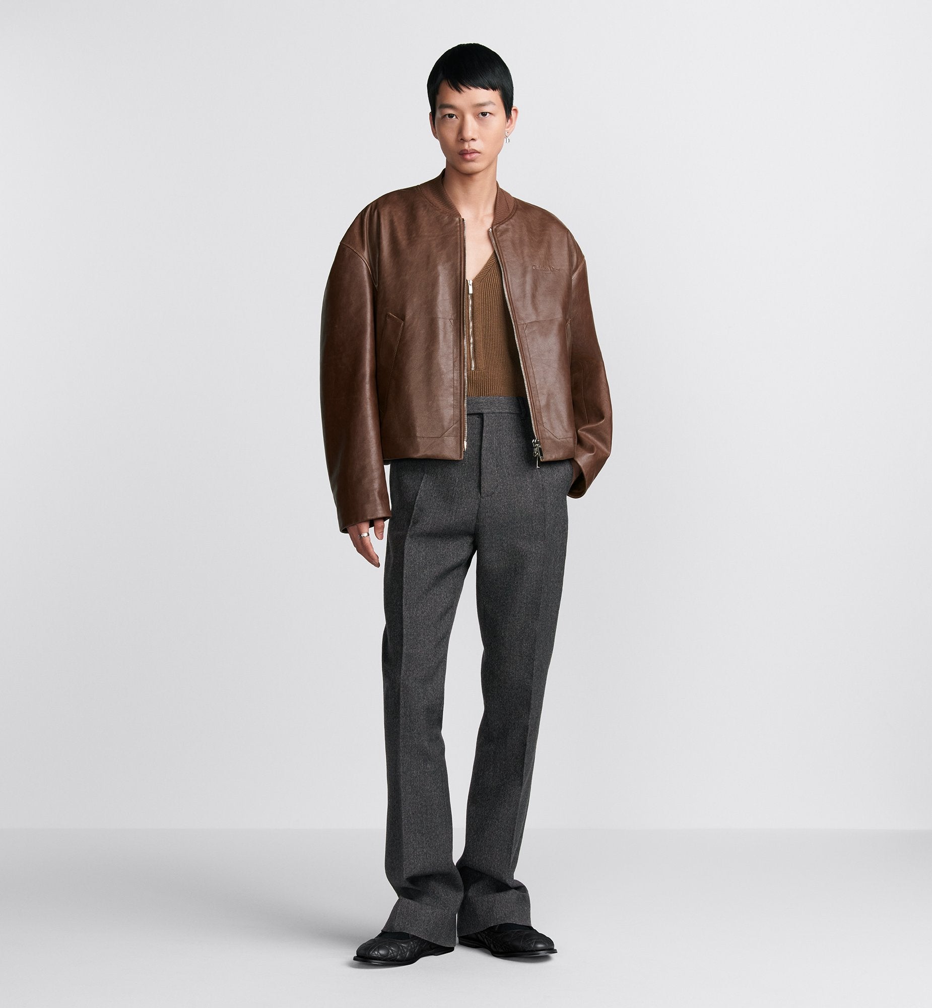 Cd Couture Bomber Jacket Brown Calfskin