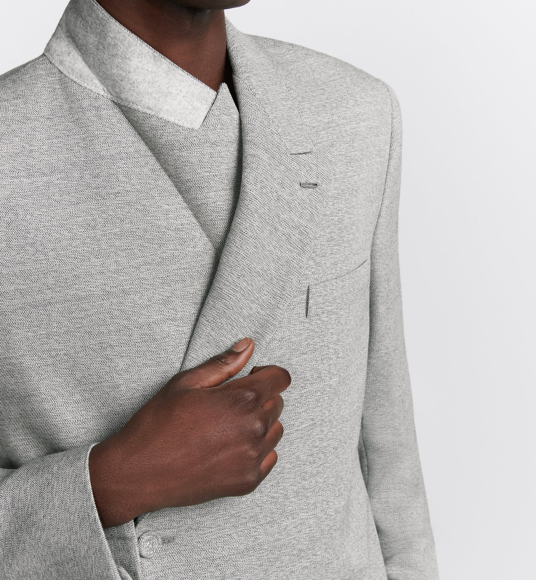 Jacket With Oblique Closure Gray Virgin Wool Twill