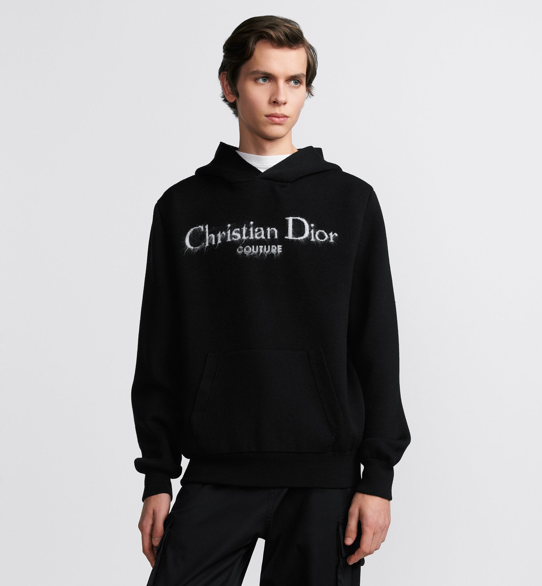 Cd Couture Hooded Sweatshirt Black Wool Blend