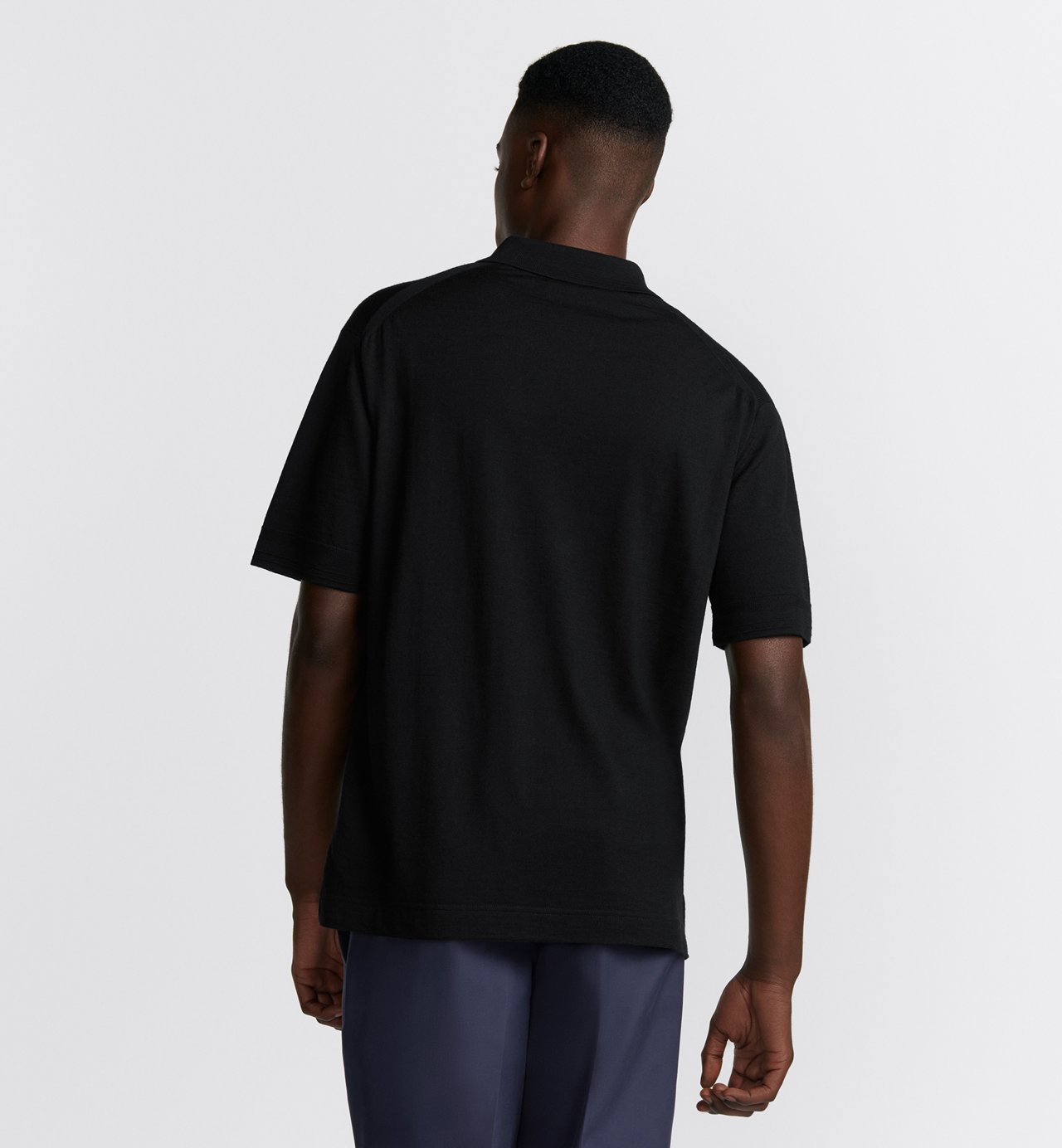 Cd Couture Polo Shirt Black Virgin Wool Jersey