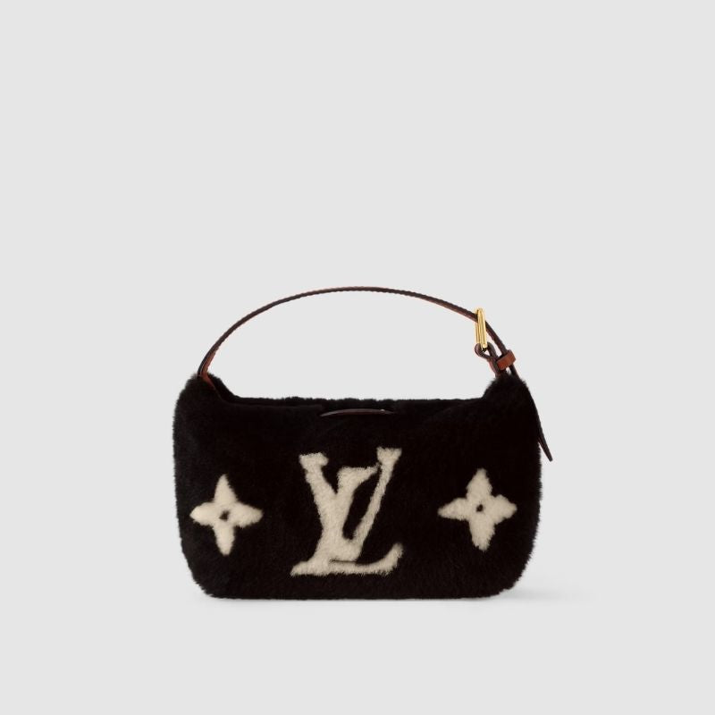 Louis Vuitton Hills Pochette Handbag Shearling Front View
