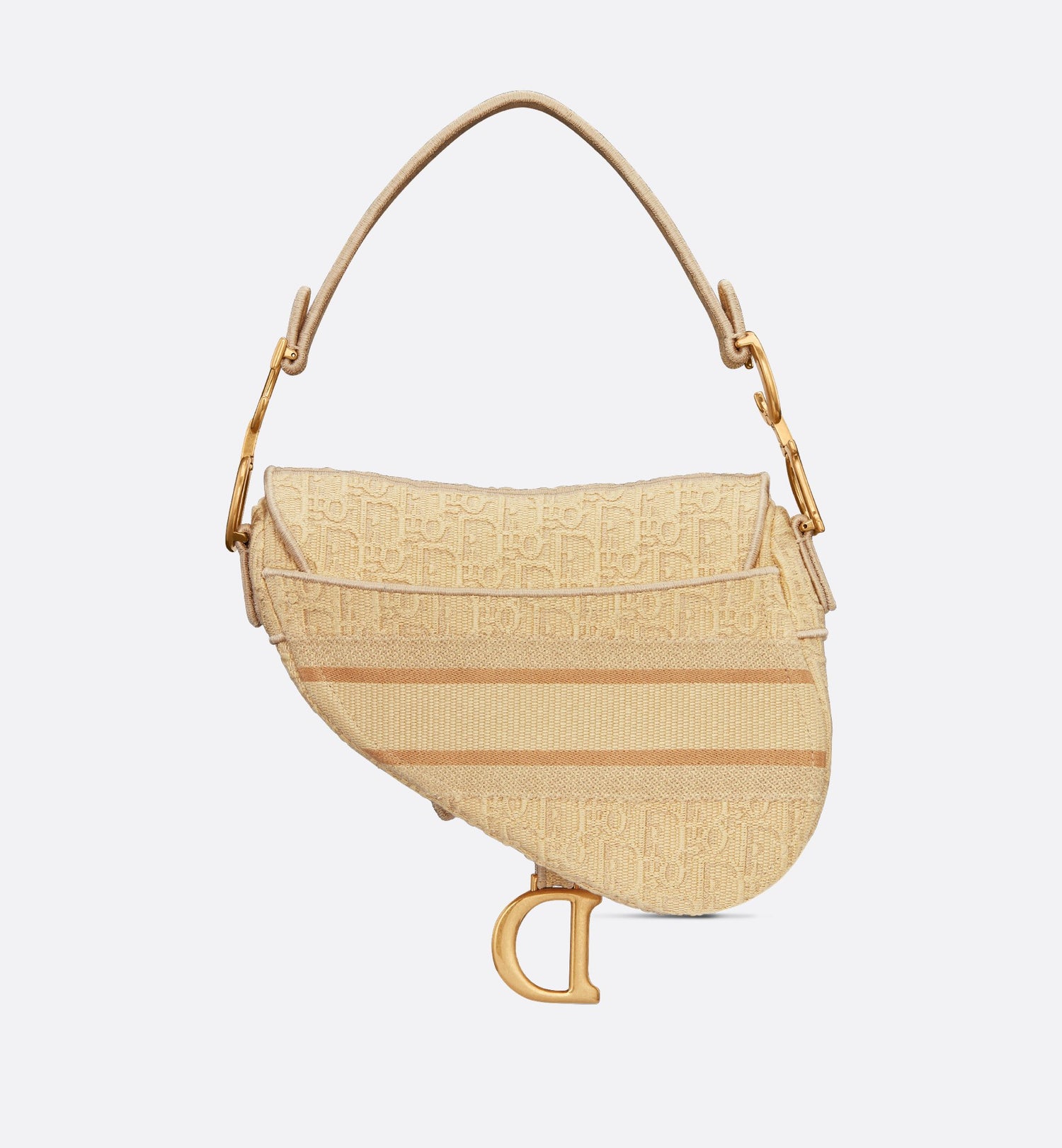 Saddle Bag Beige Dior Oblique Embroidered Raffia