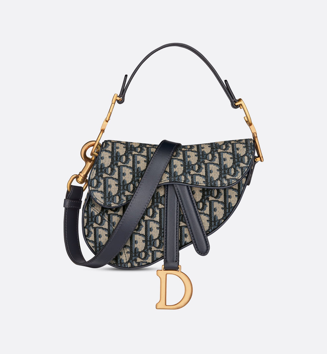 Mini Saddle Bag With Strap Blue Dior Oblique Jacquard