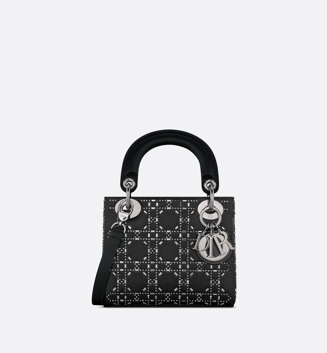 Mini Lady Dior Bag Black Strass Cannage Satin