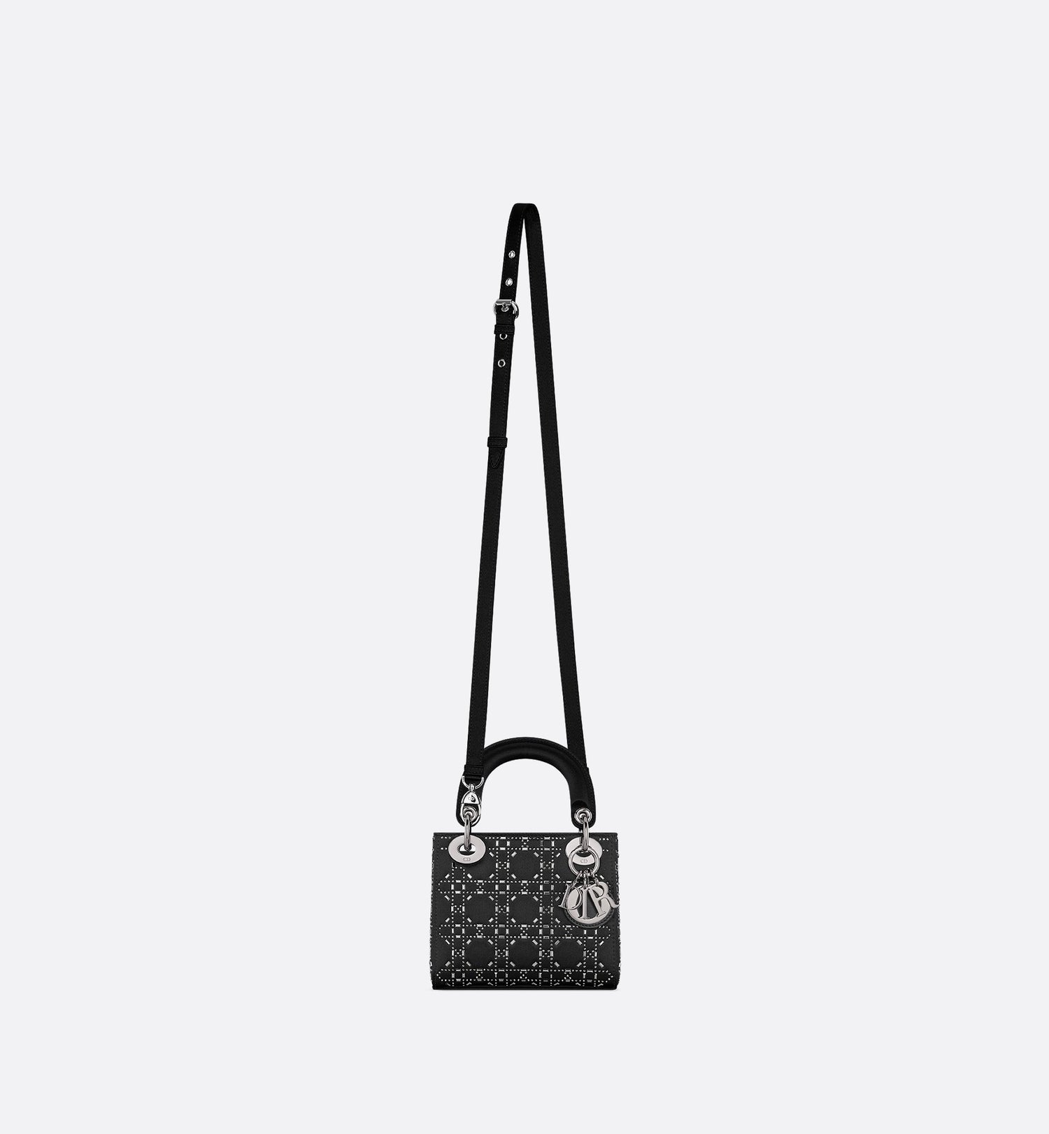 Mini Lady Dior Bag Black Strass Cannage Satin