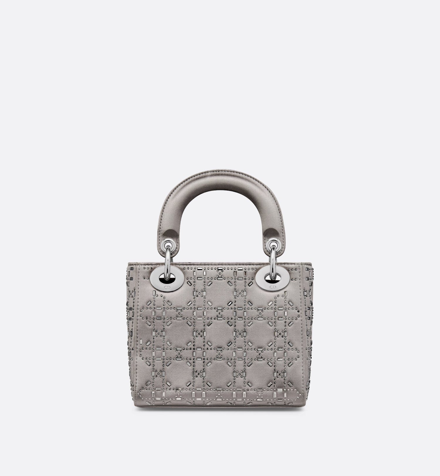 Mini Lady Dior Bag Gray Strass Cannage Satin