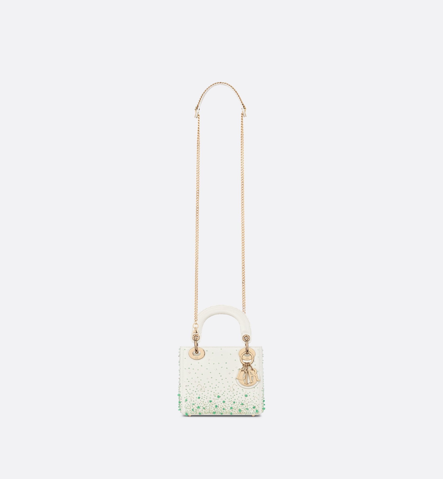 Mini Lady Dior Bag Calfskin With Green Embroidered Gradient