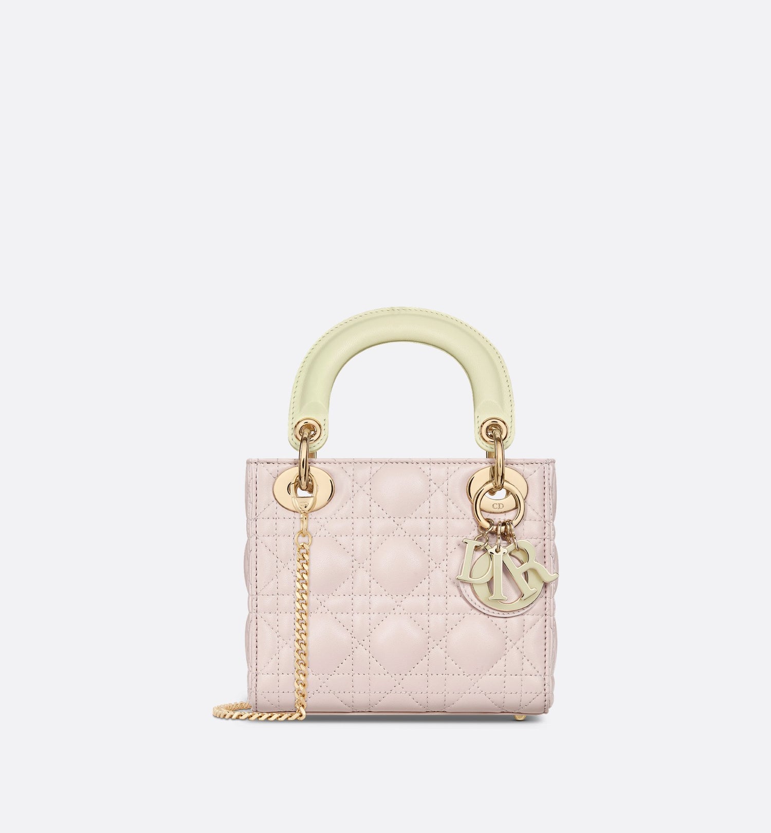 Mini Lady Dior Bag Two-Tone Rose Quartz And Pastel Yellow Cannage Lambskin