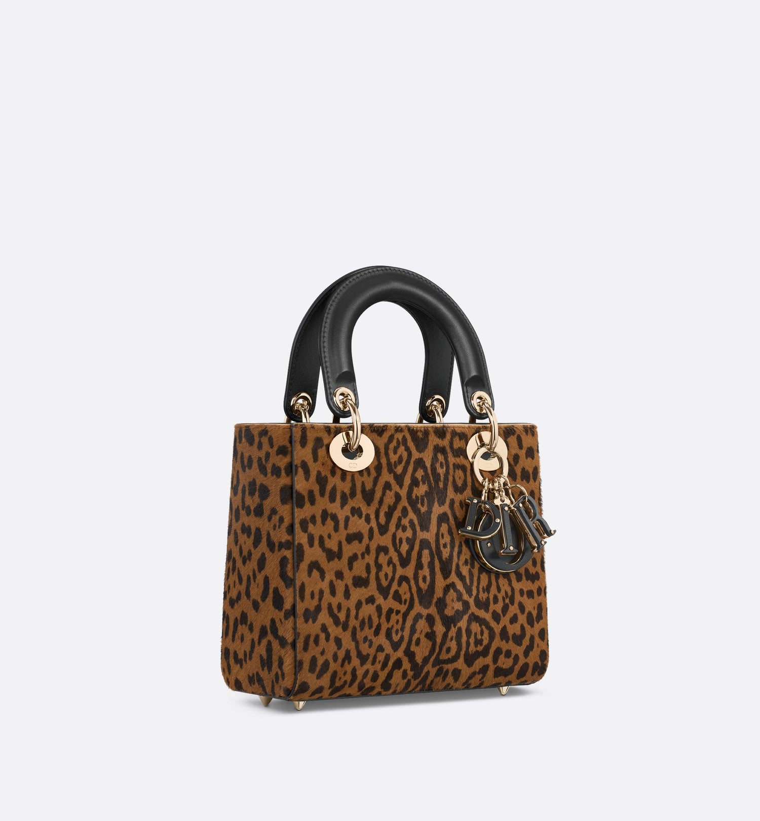 Small Lady Dior Bag Camel Pony Hair Calfskin With Brown Leopard Motif