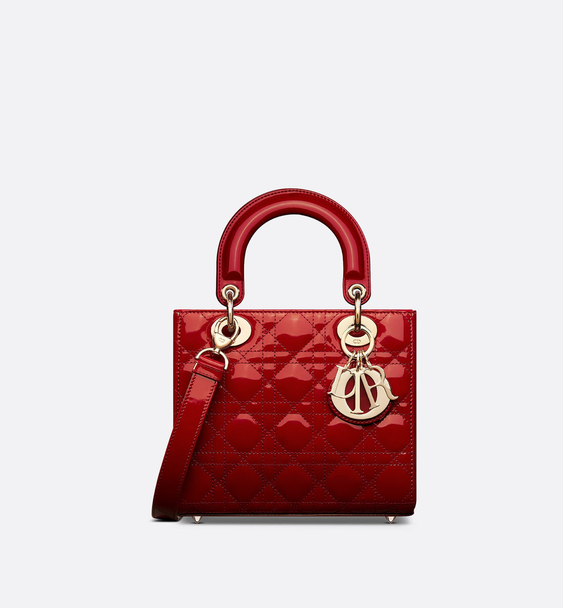 Small Lady Dior Bag Cherry Red Patent Cannage Calfskin