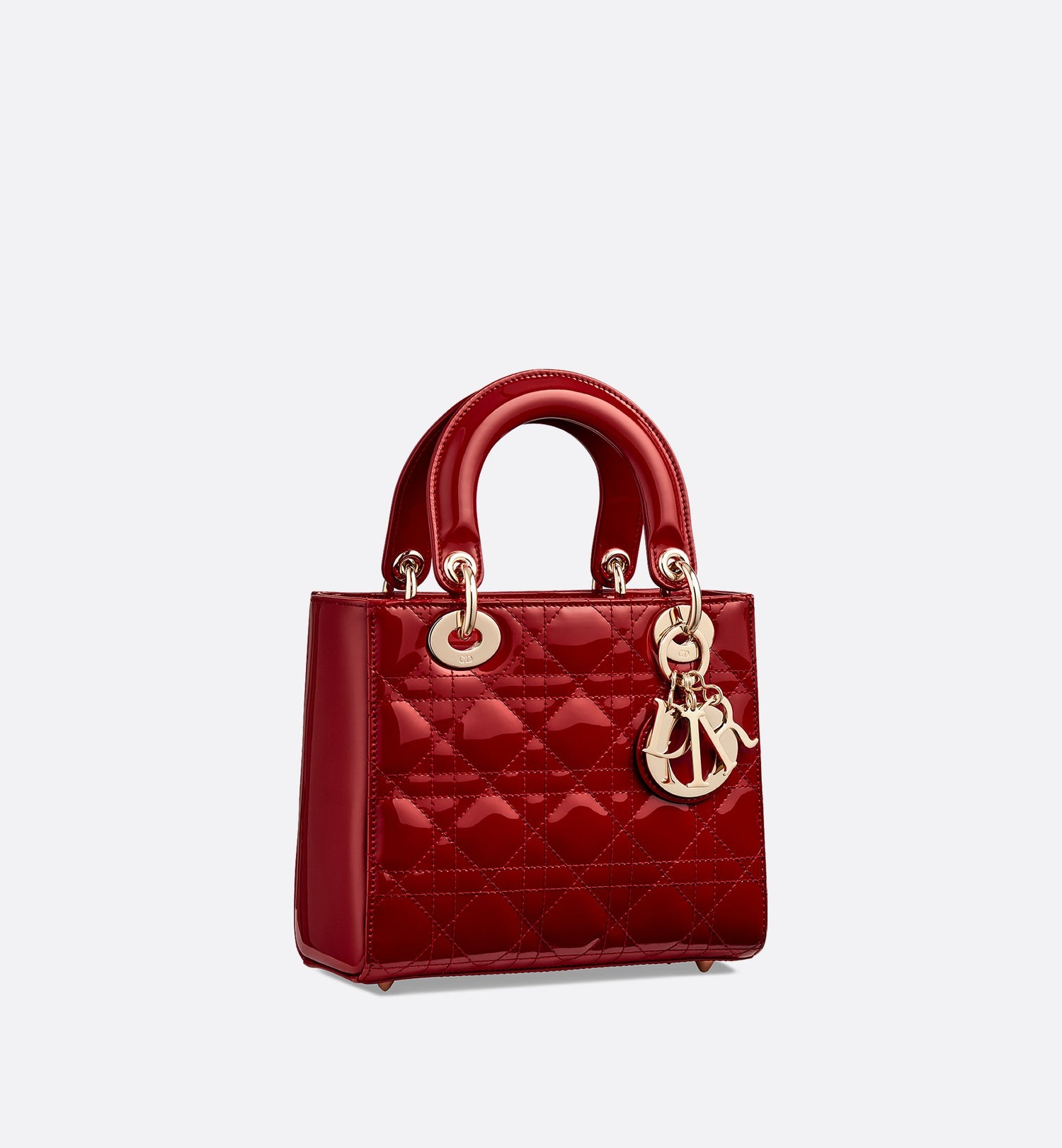 Small Lady Dior Bag Cherry Red Patent Cannage Calfskin