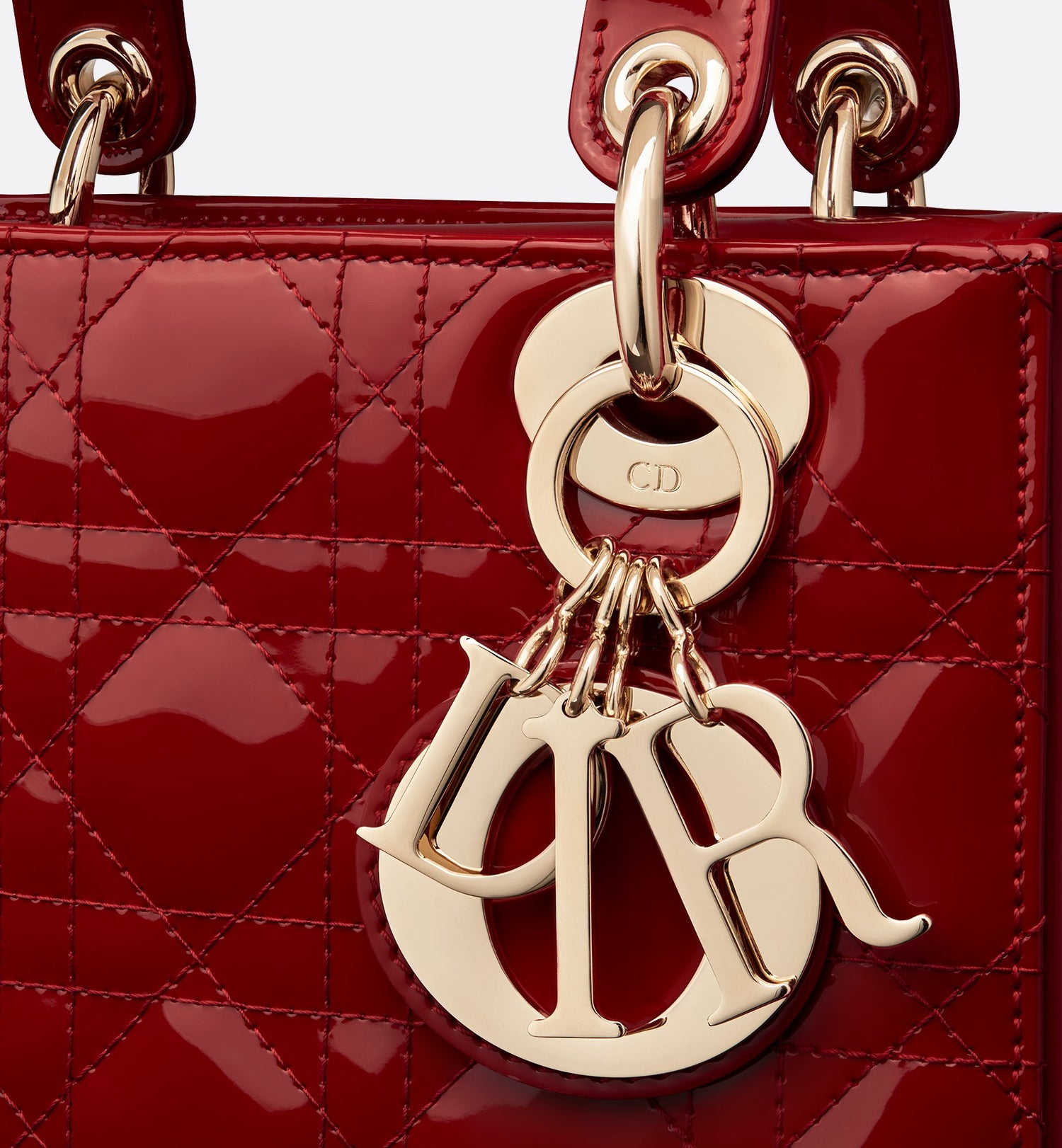 Small Lady Dior Bag Cherry Red Patent Cannage Calfskin