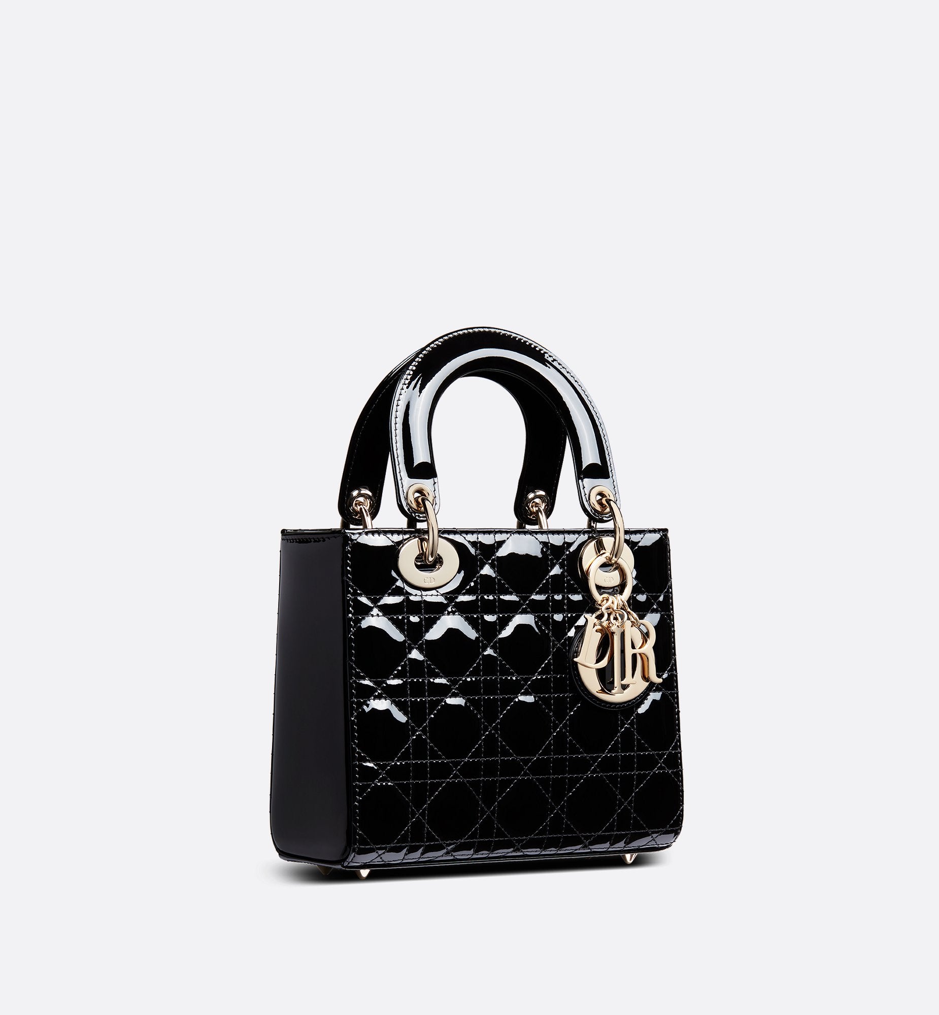 Small Lady Dior Bag Black Patent Cannage Calfskin