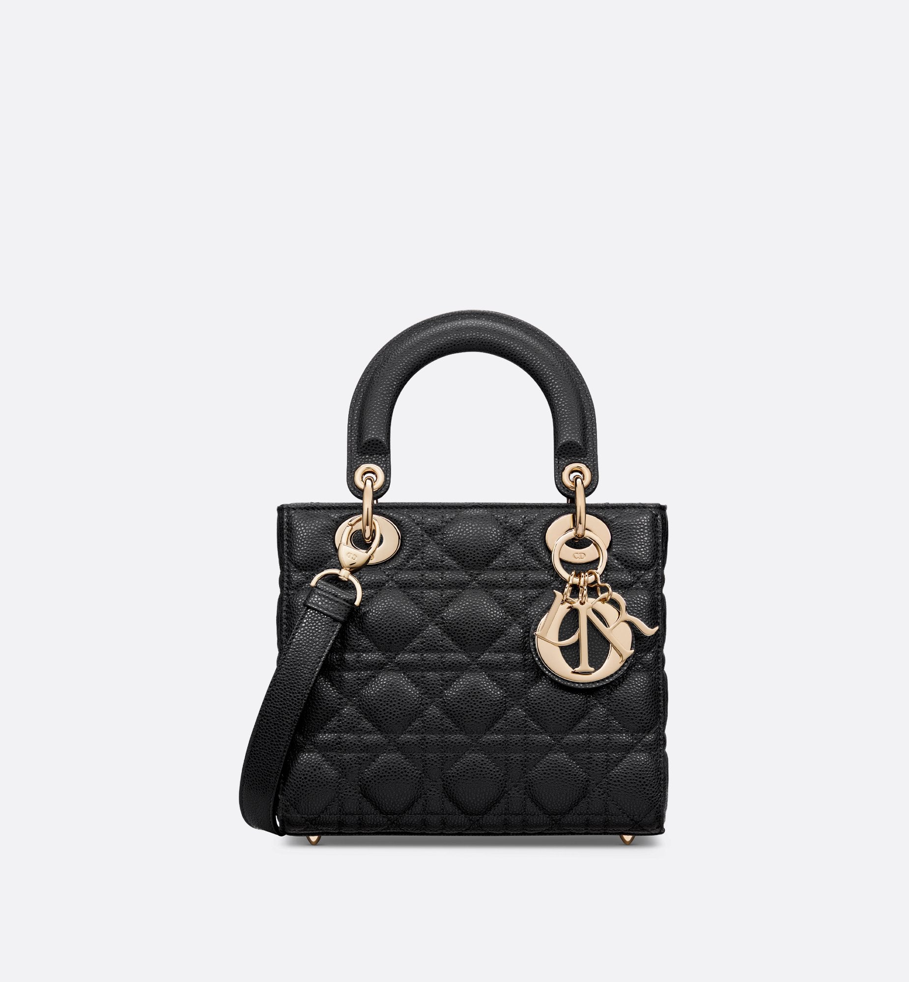 Small Lady Dior Bag Black Grained Cannage Calfskin