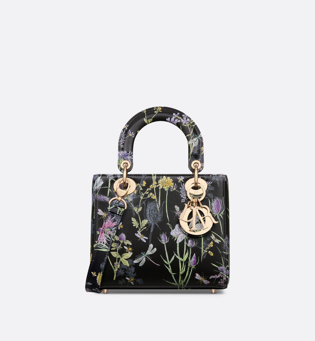 Small Lady Dior Bag Black Calfskin With Multicolor Dior Herbarium Print