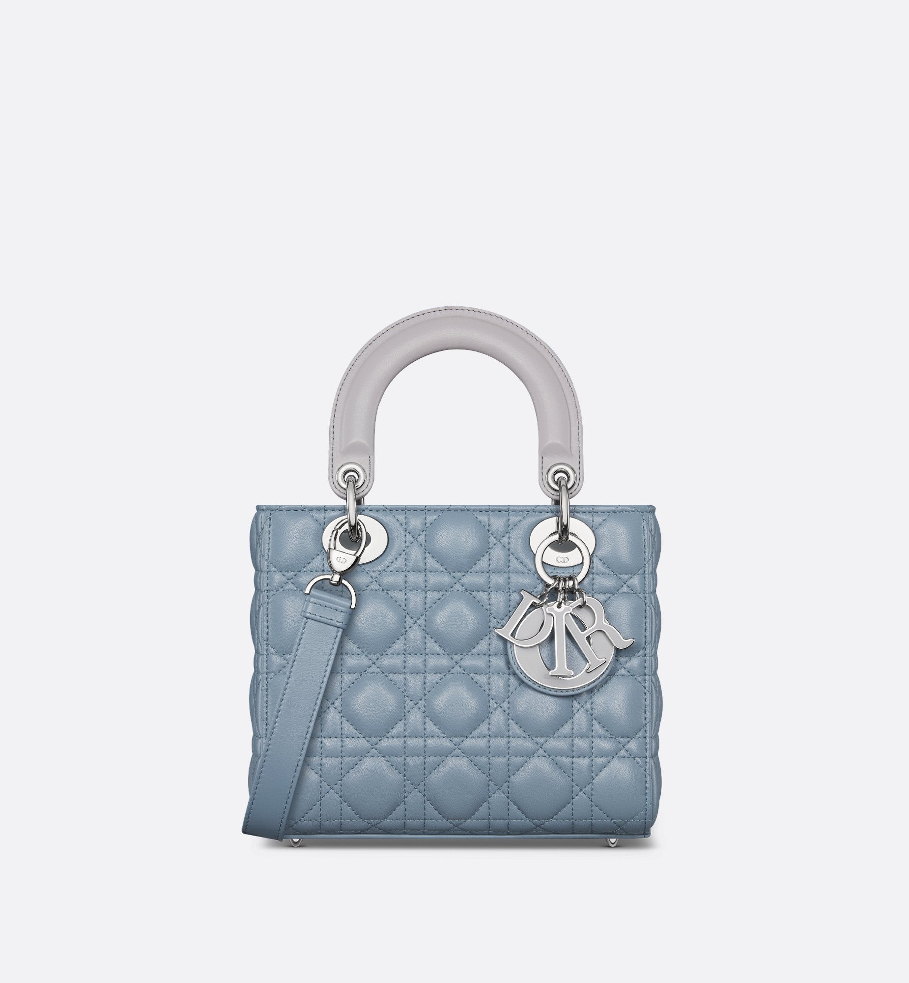 Small Lady Dior Bag Two Tone Slate Blue And Gray Cannage Lambskin