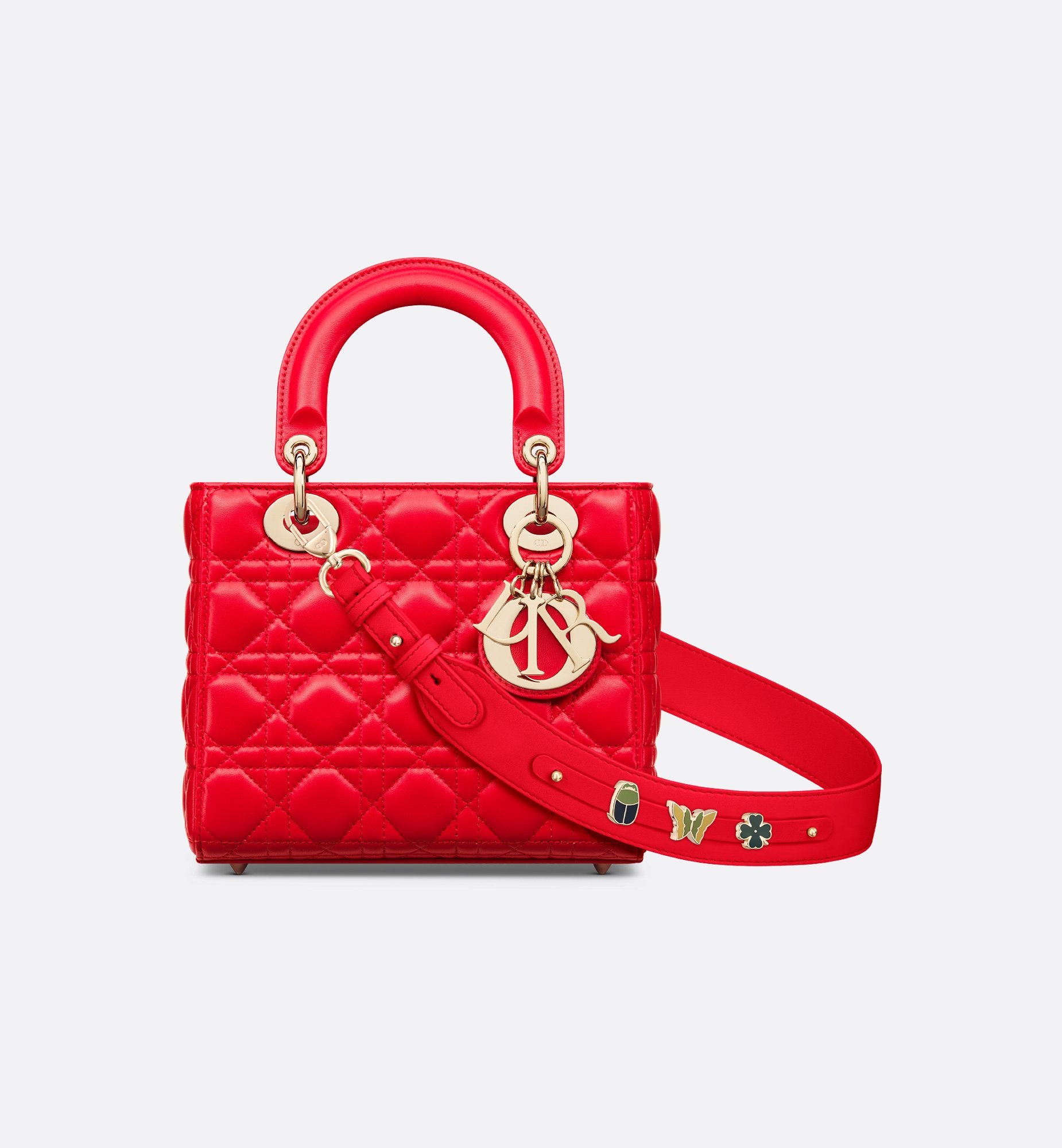 Small Lady Dior My Abcdior Bag Bright Red Cannage Lambskin