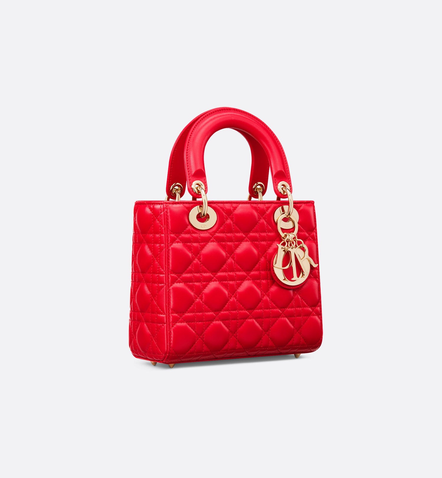 Small Lady Dior My Abcdior Bag Bright Red Cannage Lambskin