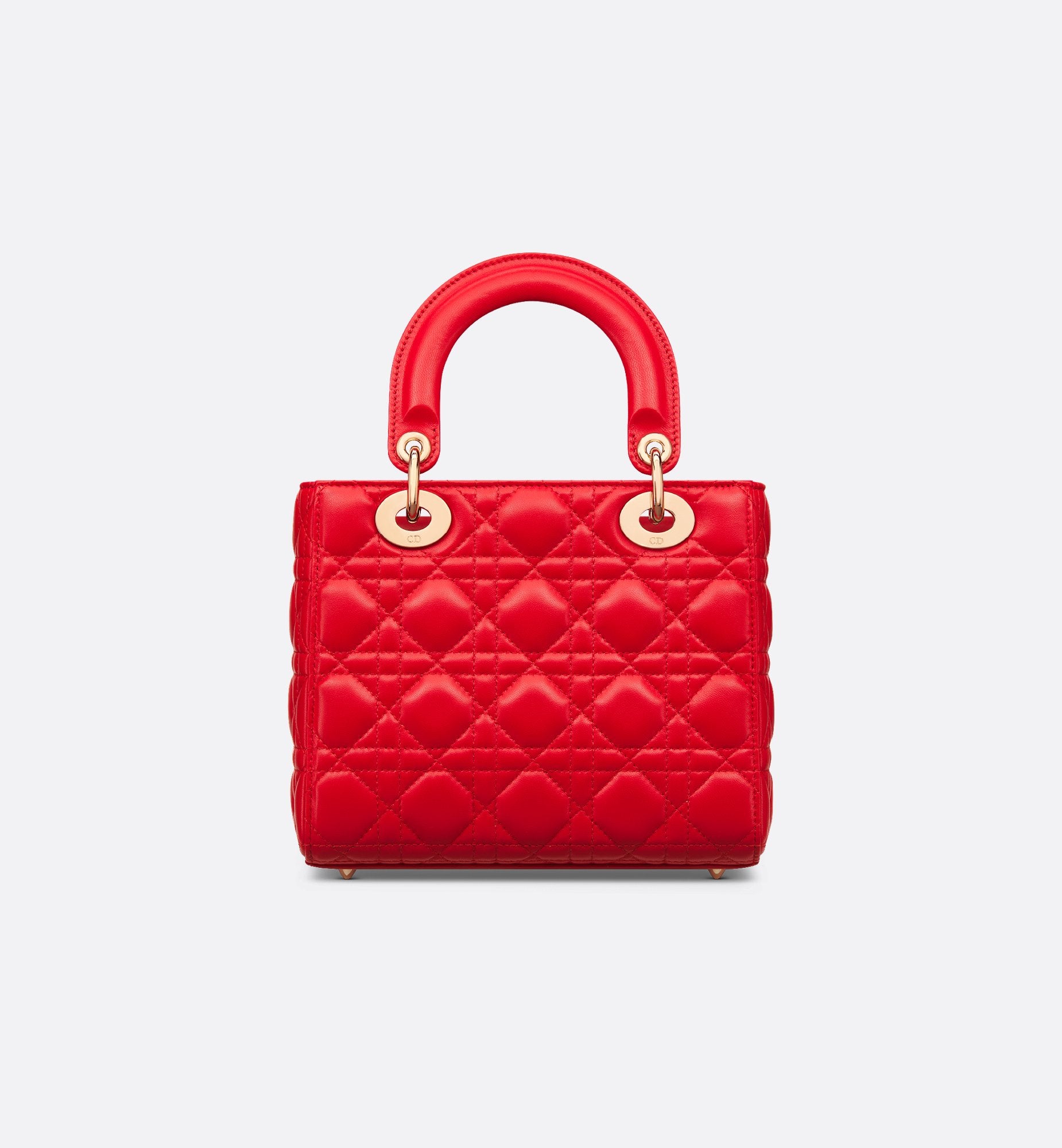 Small Lady Dior My Abcdior Bag Bright Red Cannage Lambskin