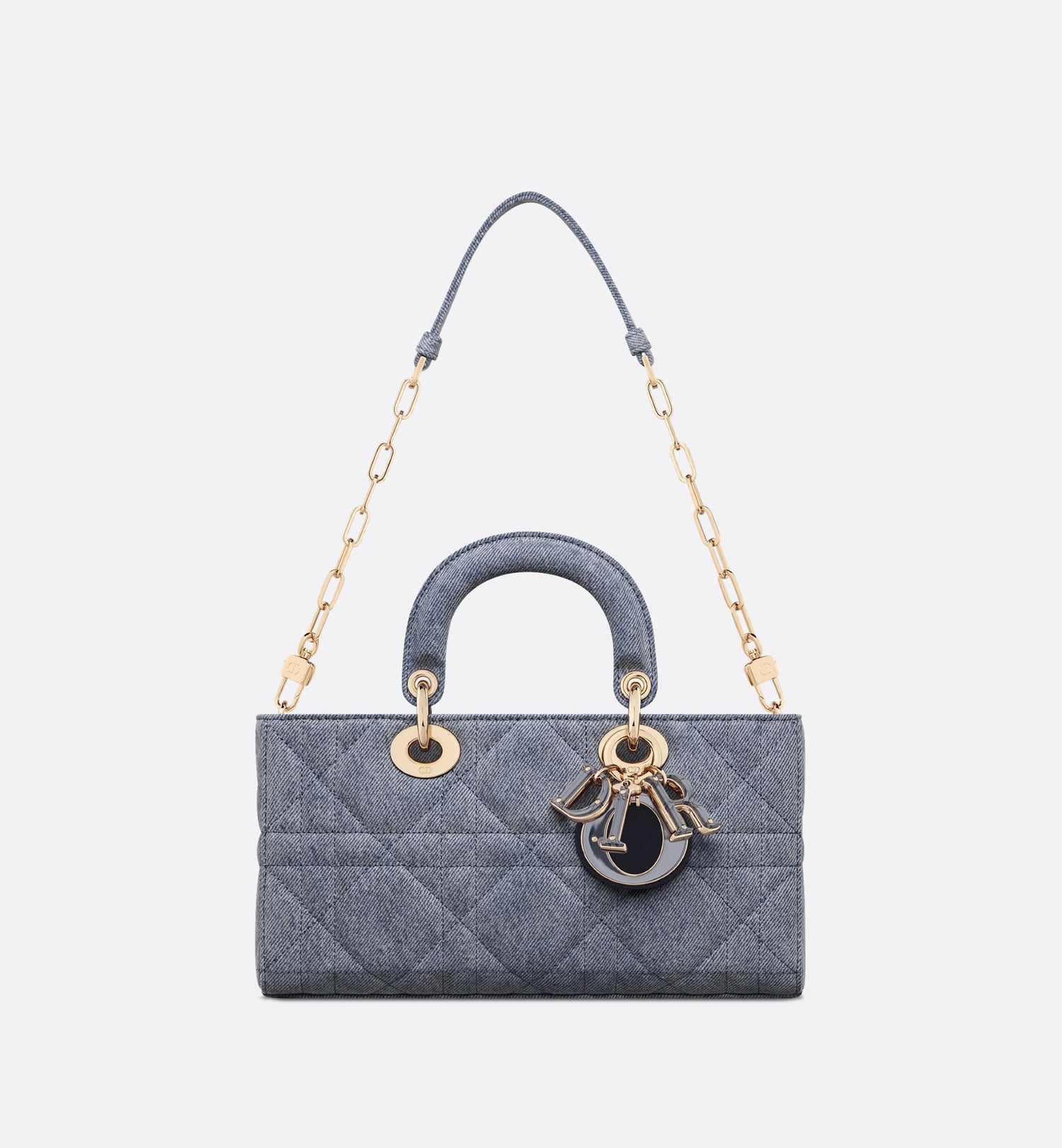 Medium Lady D-Joy Bag Blue Macrocannage Denim